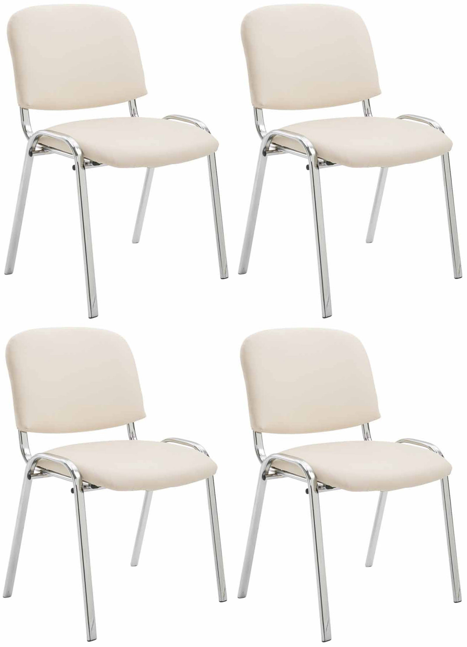 Lot de 4 Chaises de visiteur Ken en similicuir et pieds en métal chromé
