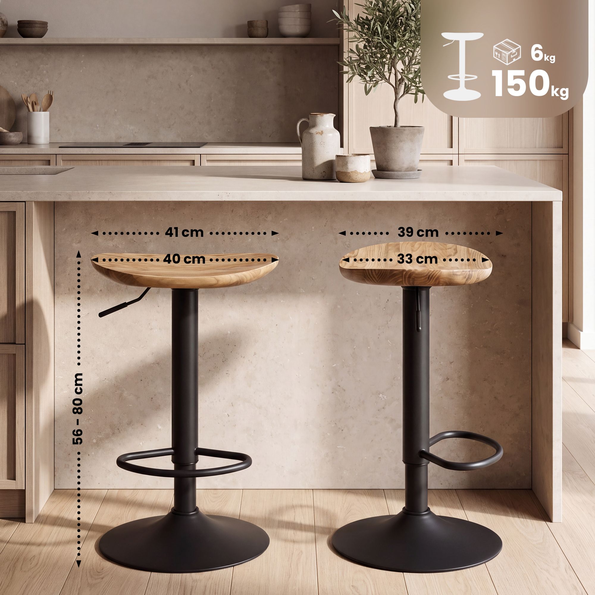 Lot de 2 tabourets de bar Skelde