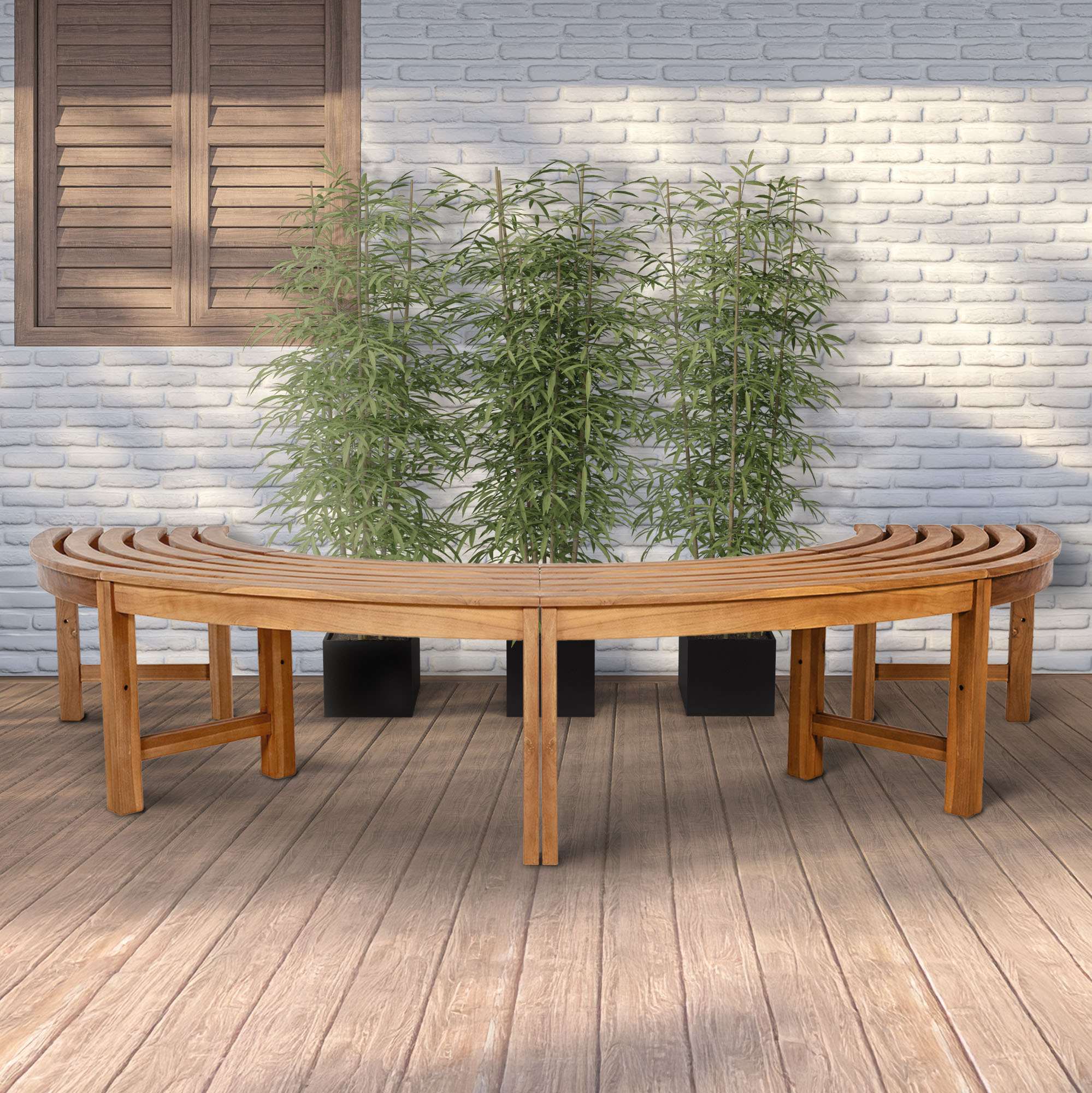 Banc d'arbre Male semi-circulaire sans dossier 250 cm