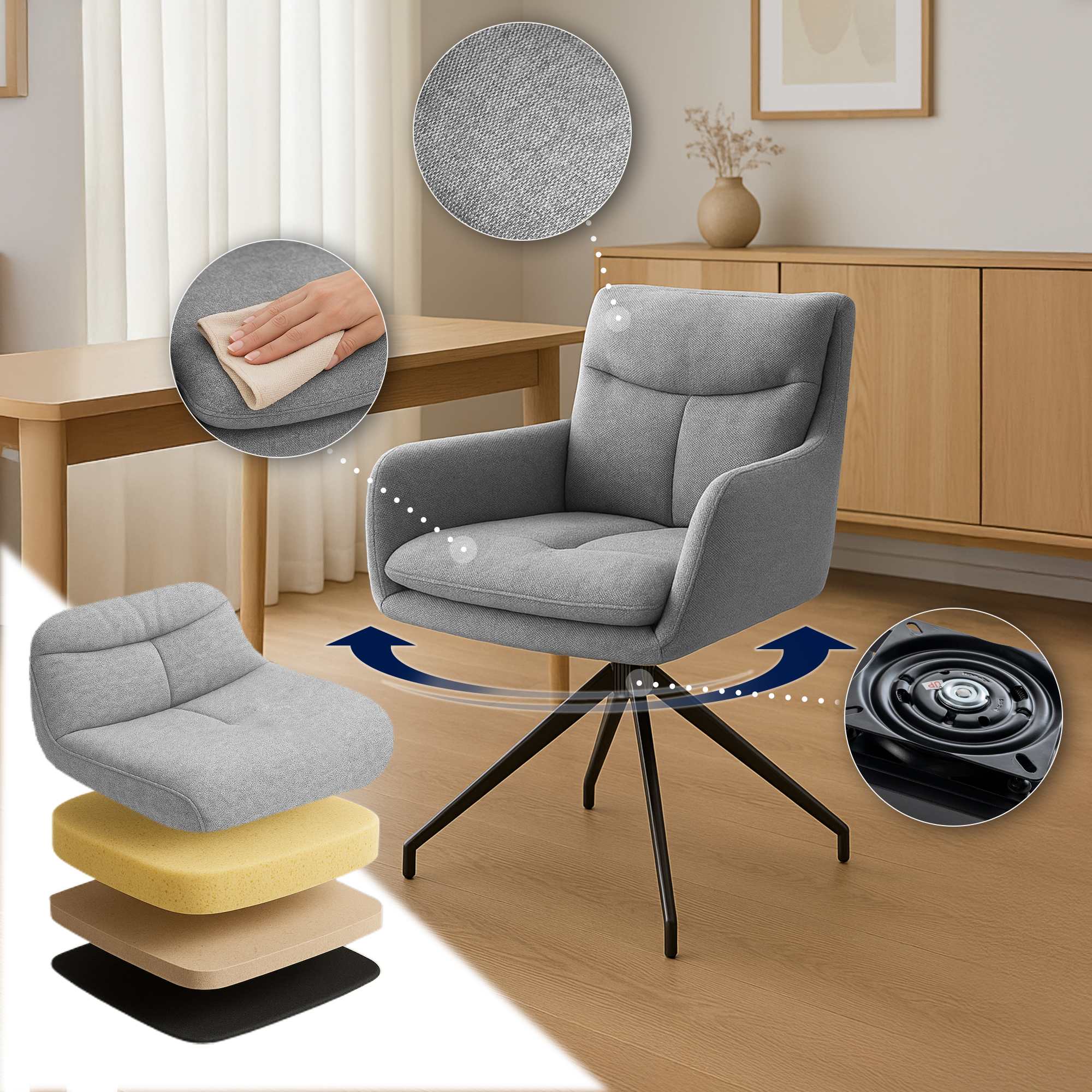 Lot de 2 chaises de salle à manger Somers tissu