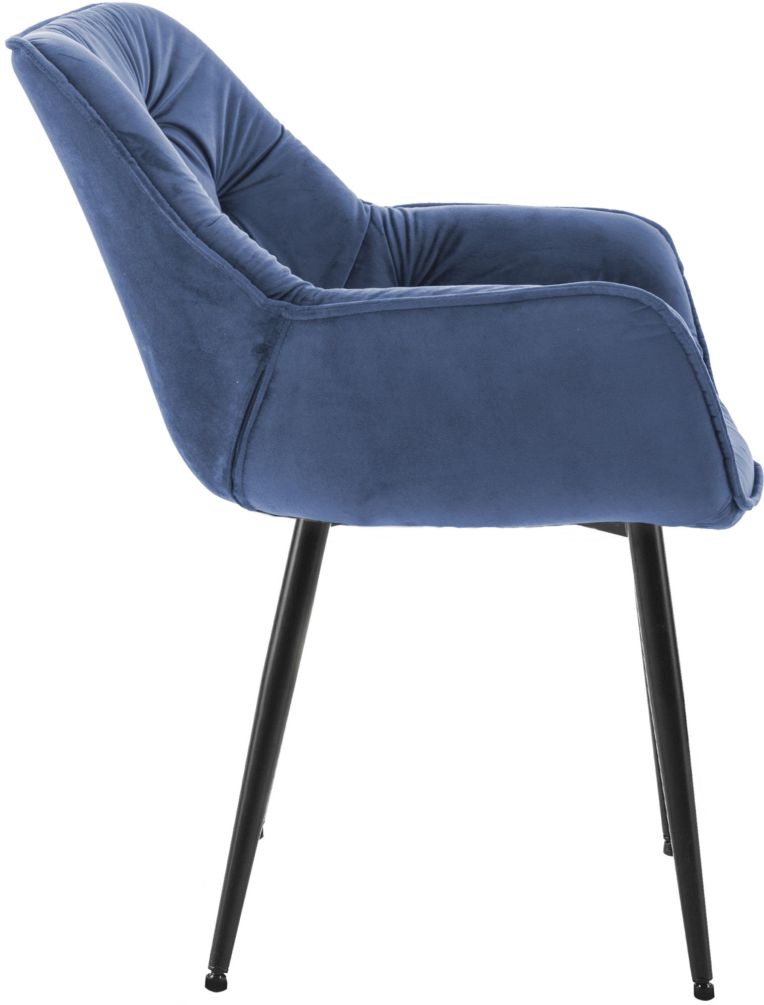 Lot de 4 Chaises de salle à manger Tanna en Velours Piètement en Métal noir