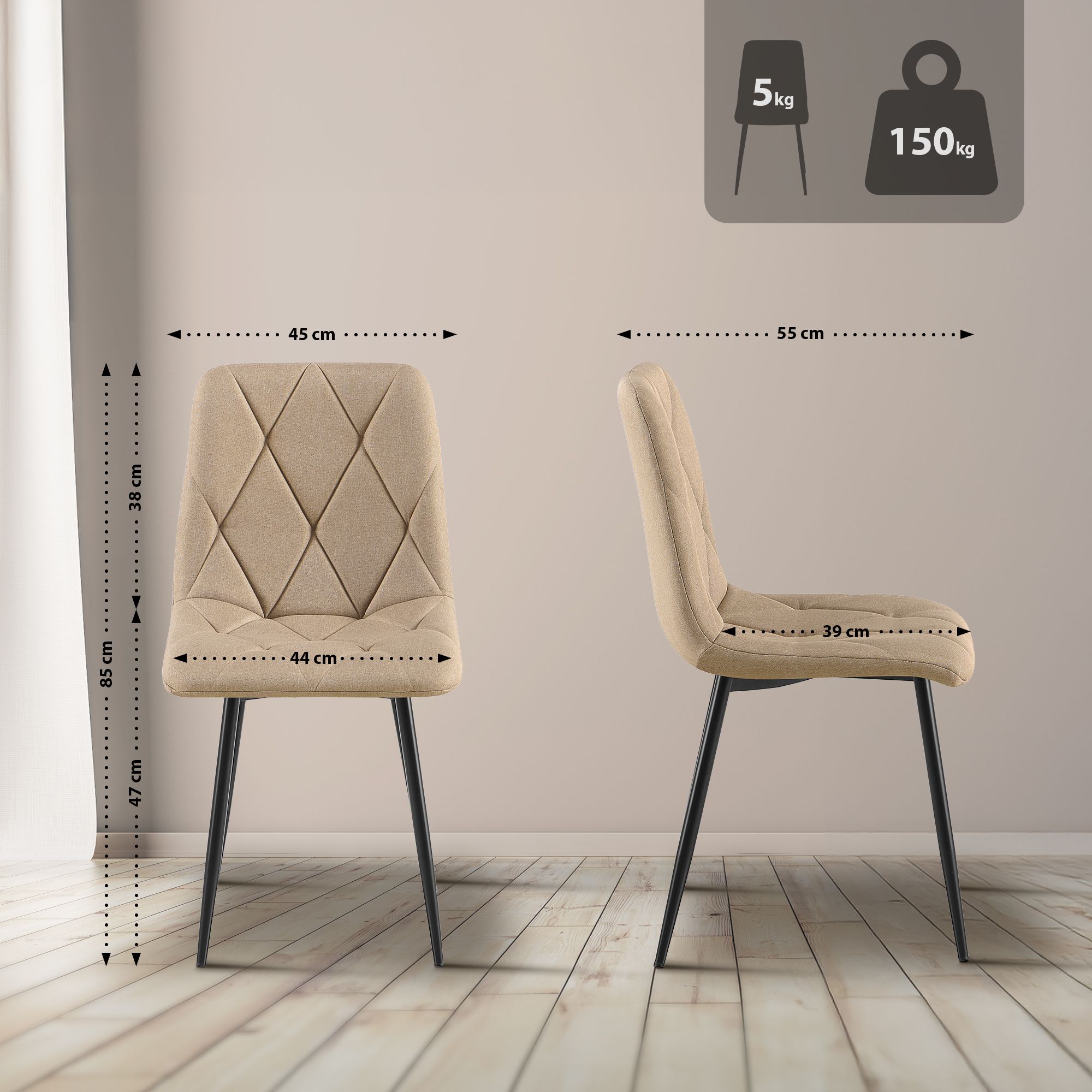 Lot de 2 chaises de salle à manger Clairton