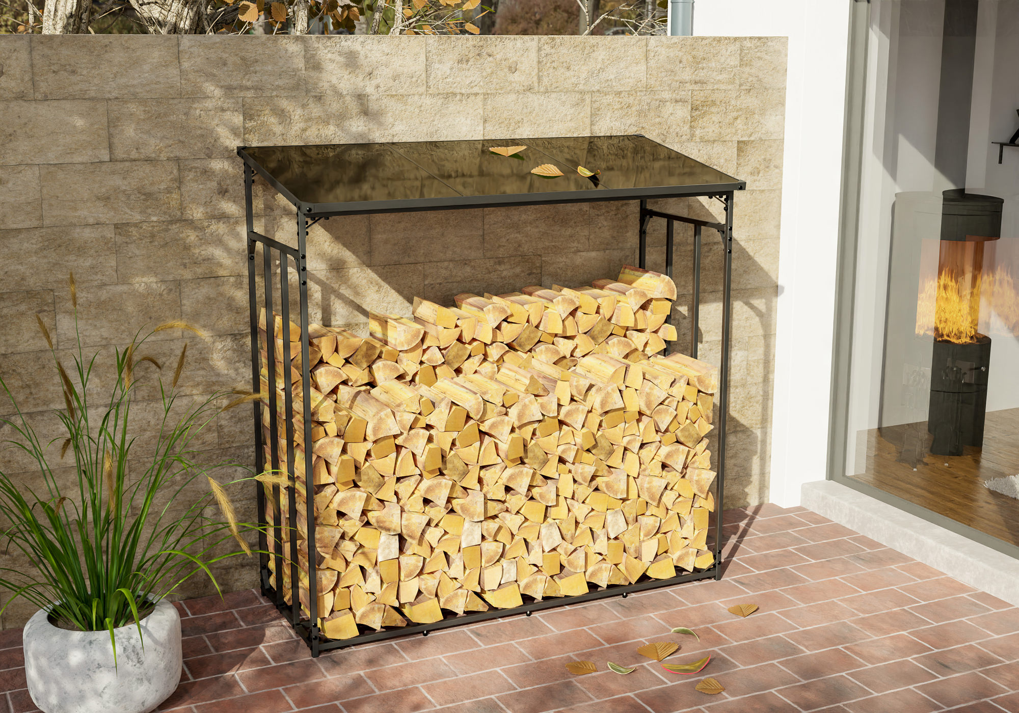 Abri pour bois de chauffage Ruston en Aluminium