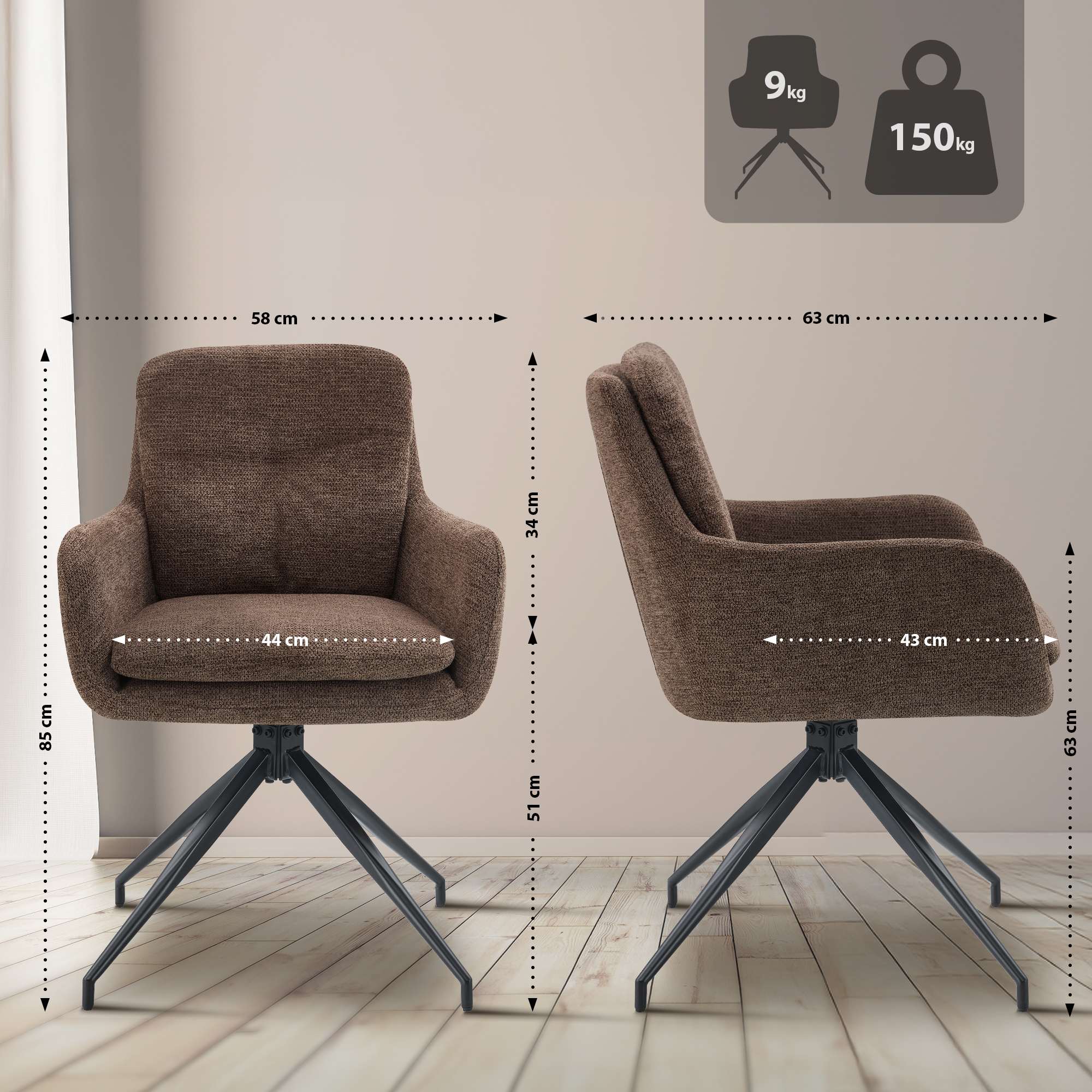 Chaise de salle à manger Pickett en tissu