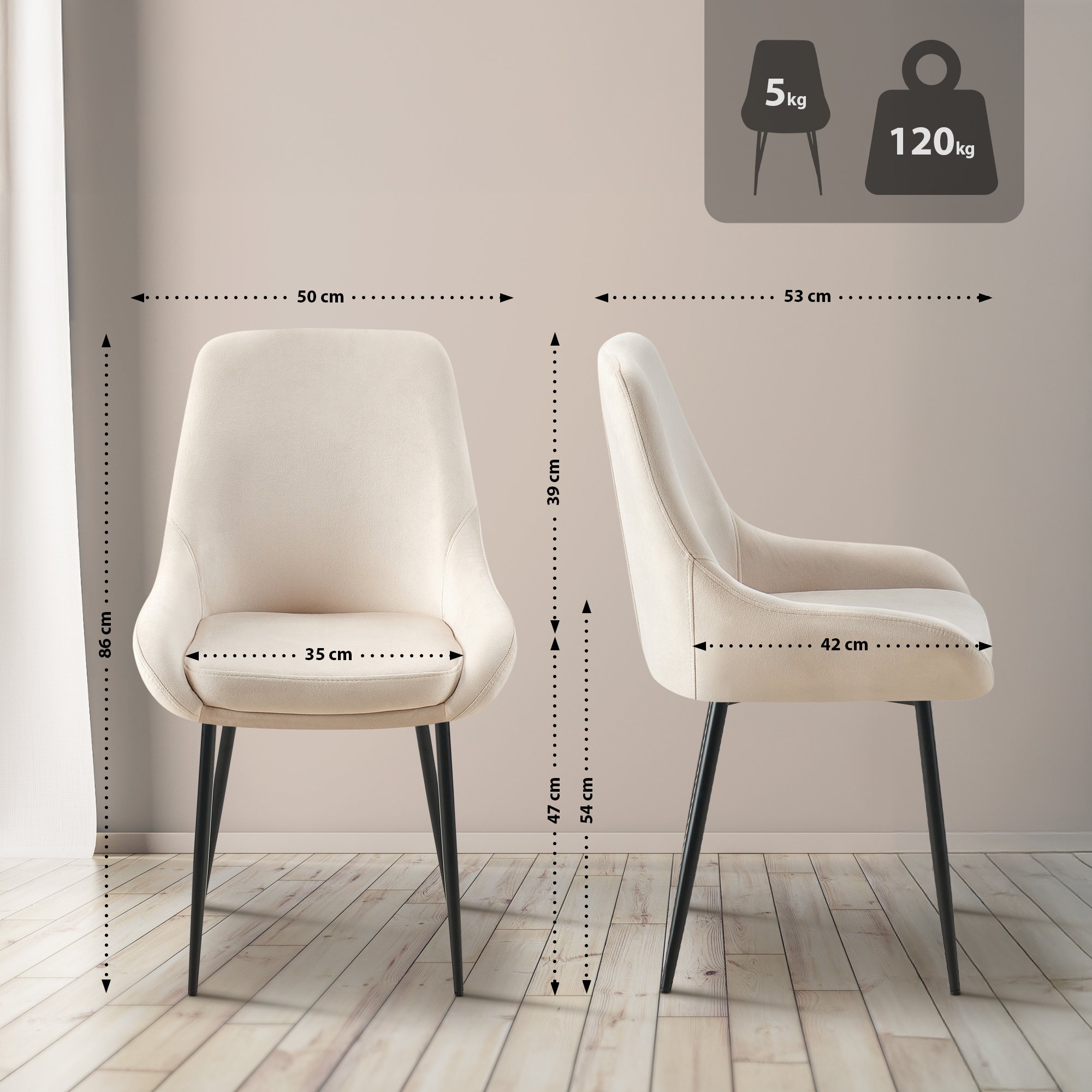 Lot de 2 chaises de salle à manger Elmira