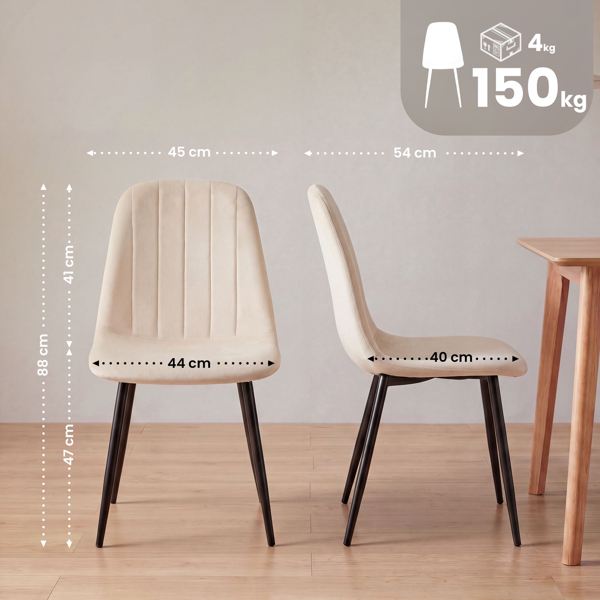 Lot de 4 chaises de salle a manger Baxter en velours