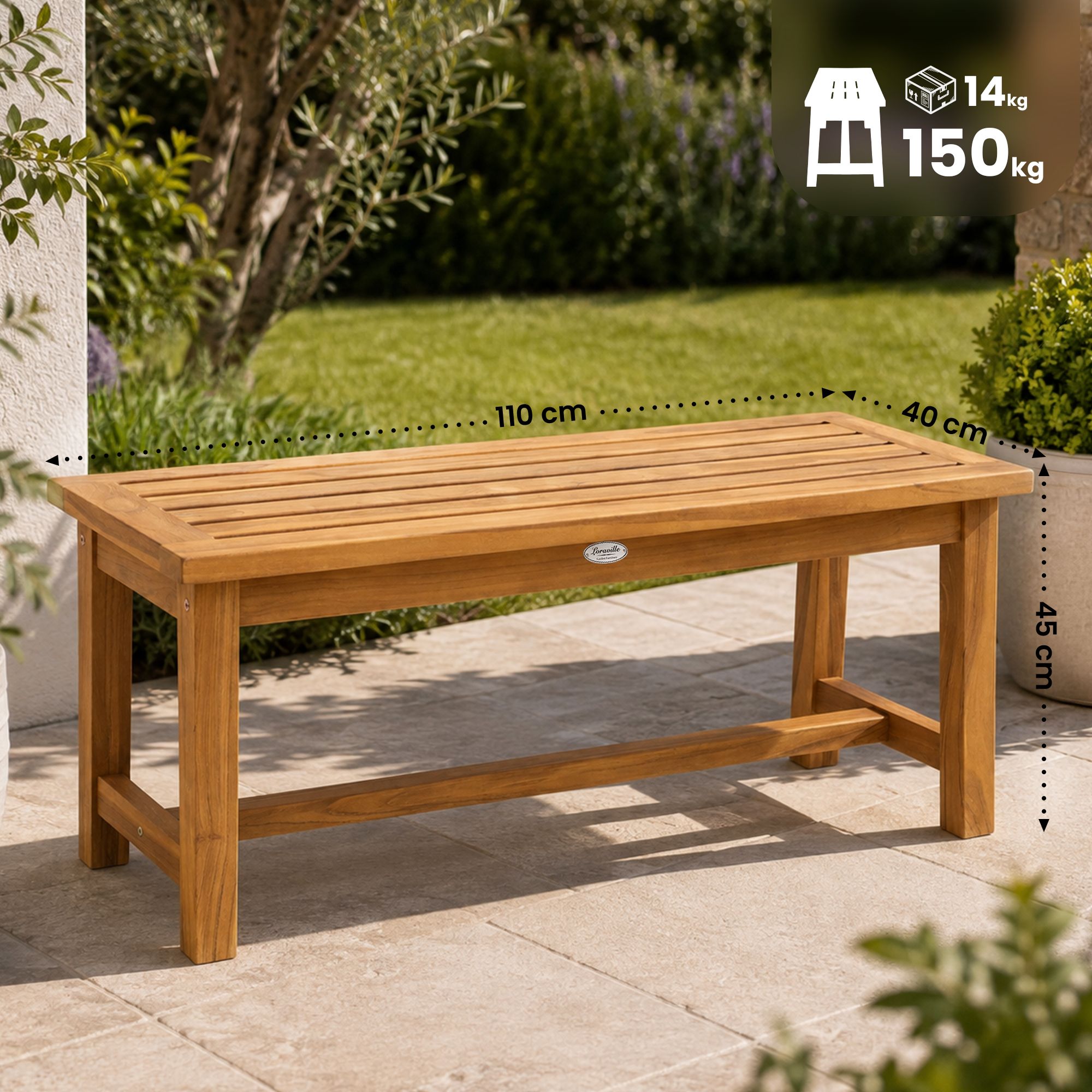 Banc de jardin en teck Broome