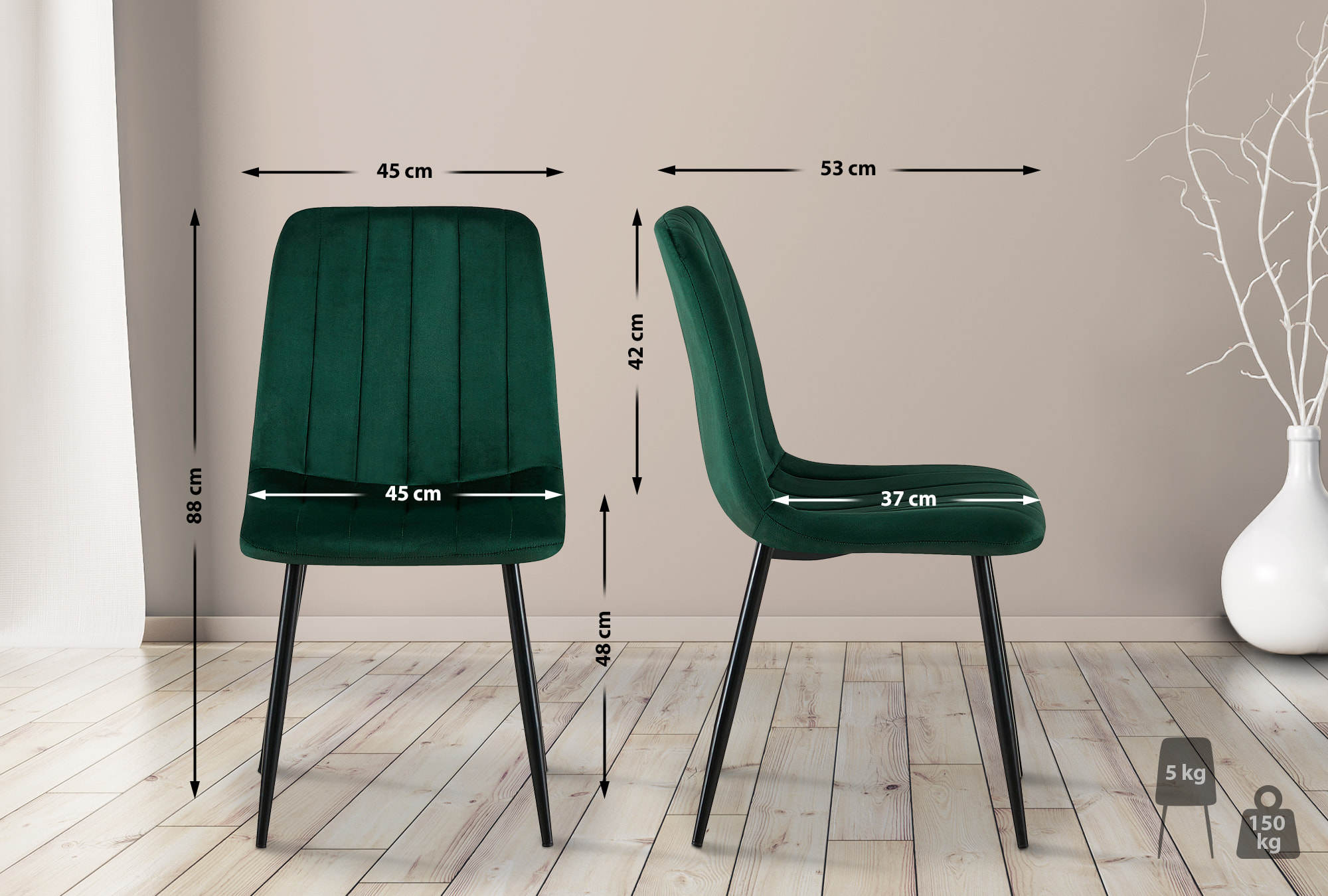 Chaise de salle à manger Dijon avec Piètement en métal noir