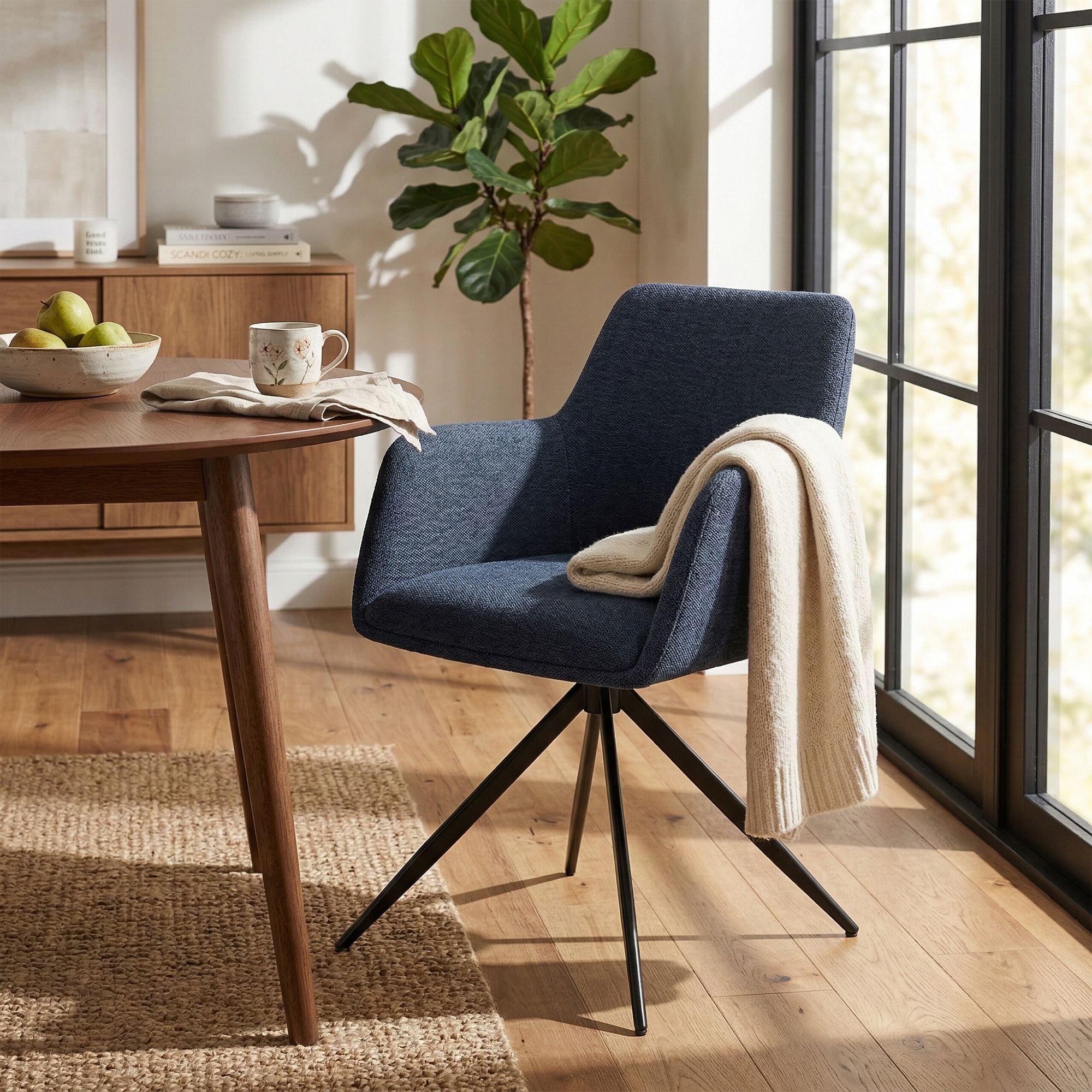 Lot de 2 chaises de salle a manger Olema en tissu