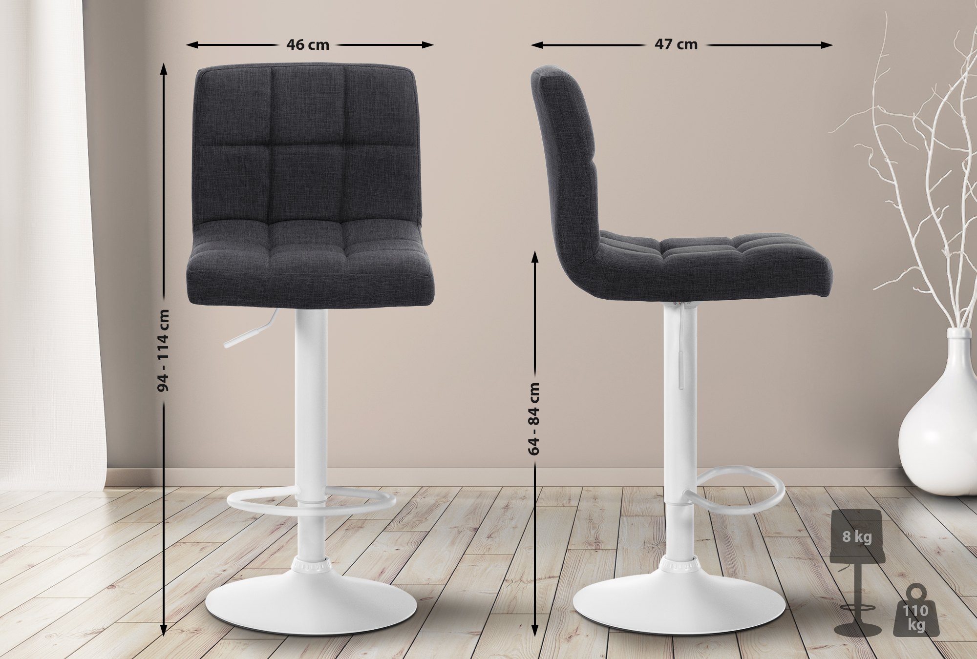 Tabouret de bar Calma Tissu