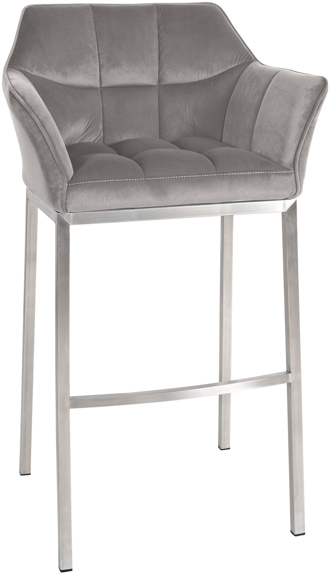 Tabouret de bar Damaso en velours avec pietement a quatre pieds