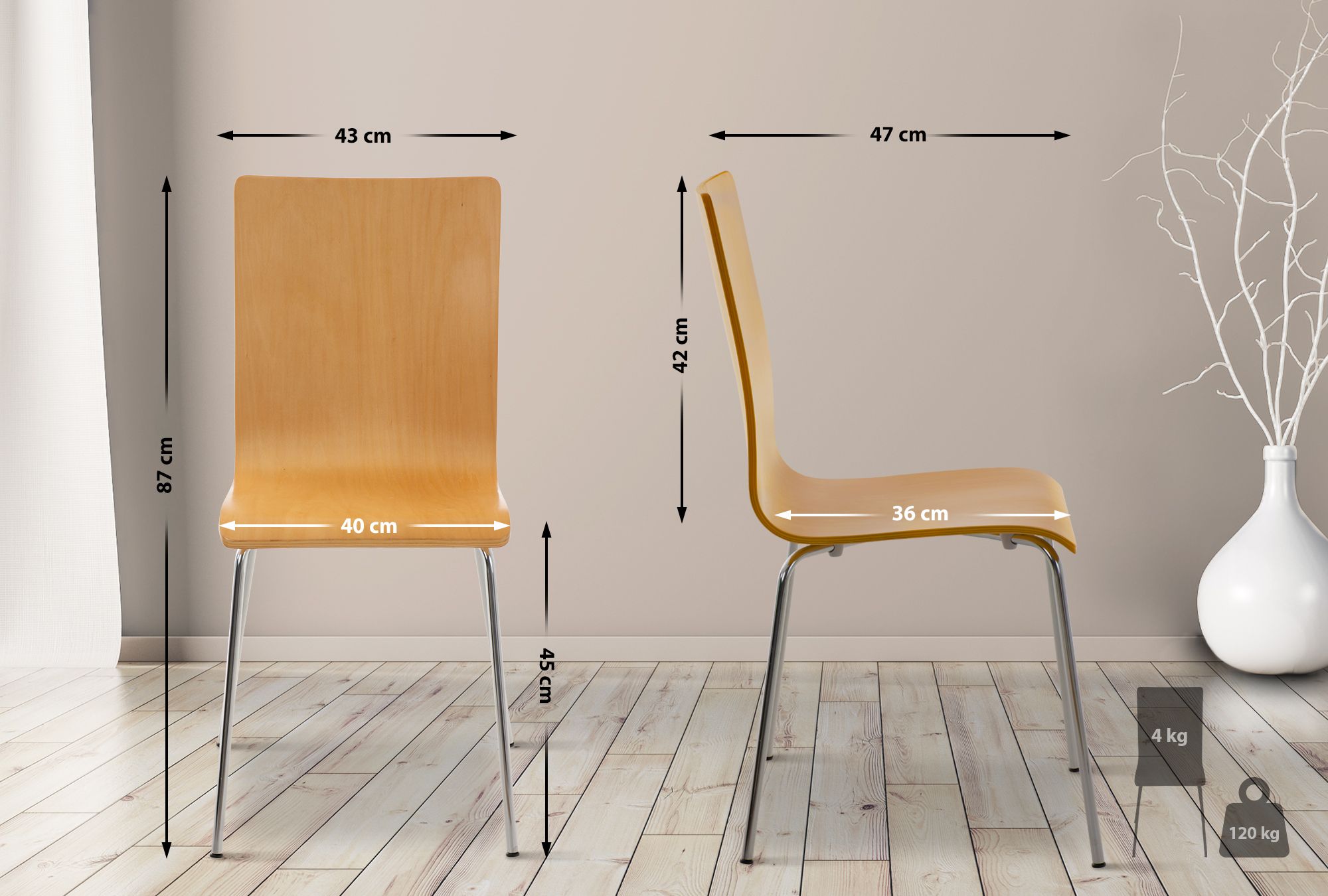 Lot de 16 chaises visiteur Pepe en bois