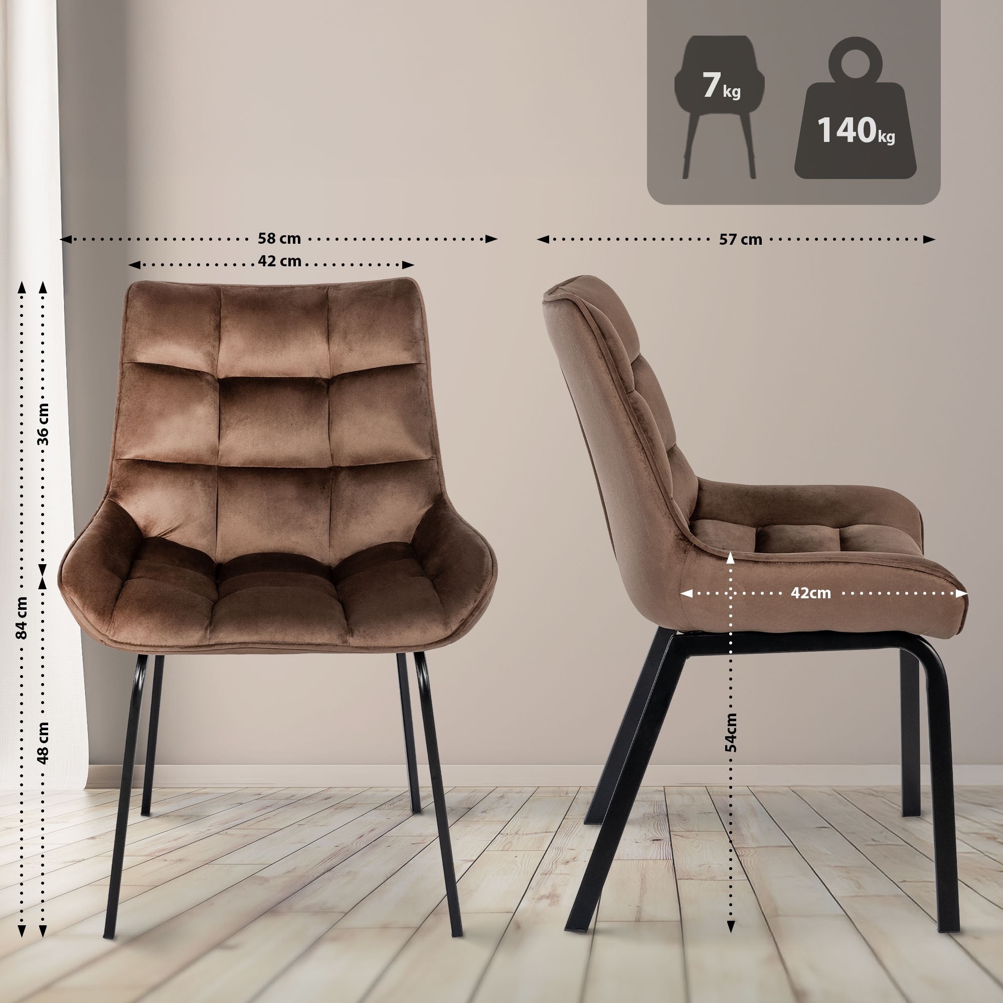 Lot de 2 chaises de salle à manger Saranda