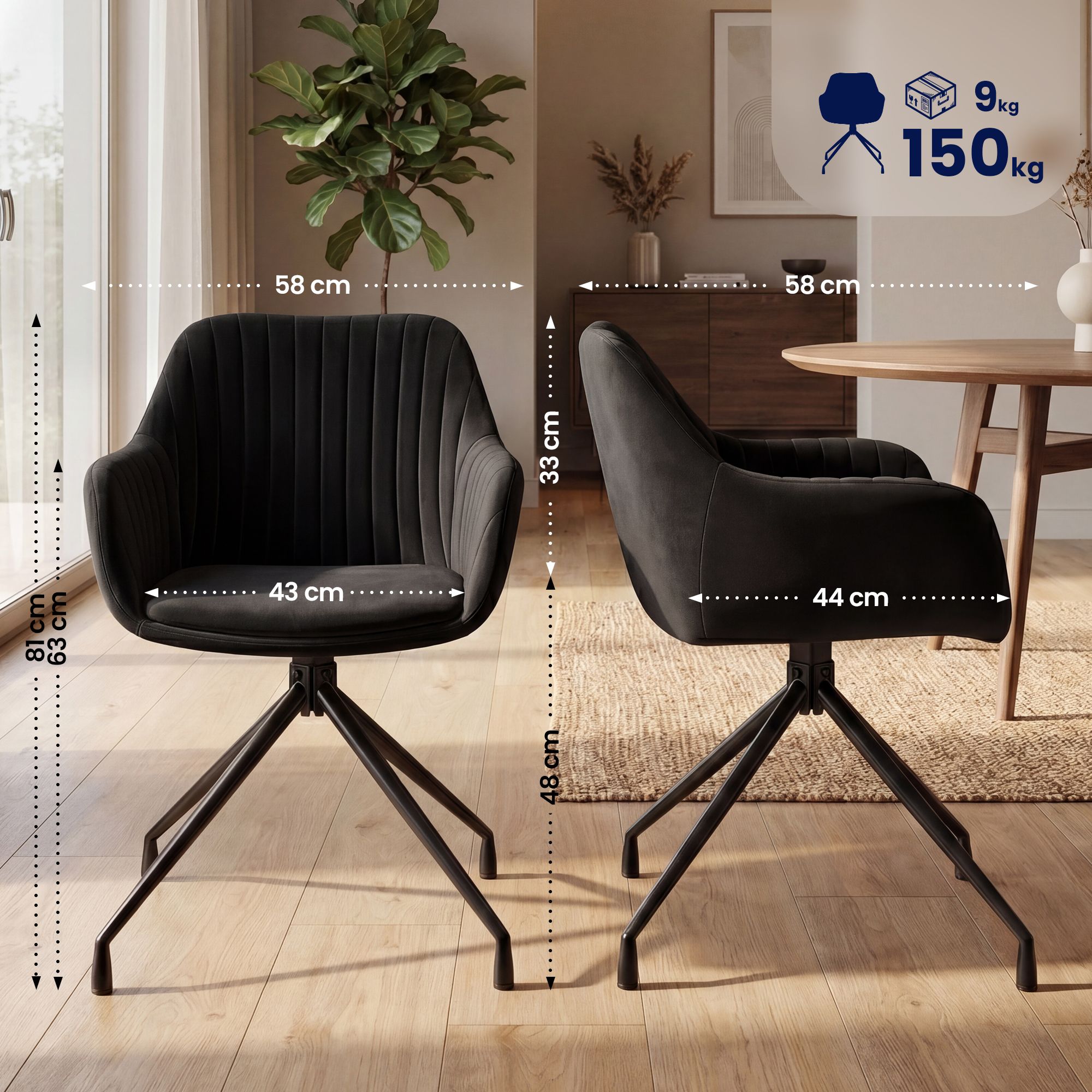 Lot de 2 chaises de salle a manger Novanis