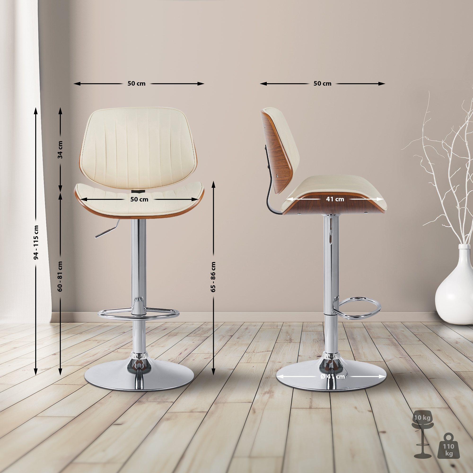 Lot de 2 tabourets de bar Clawson en similicuir
