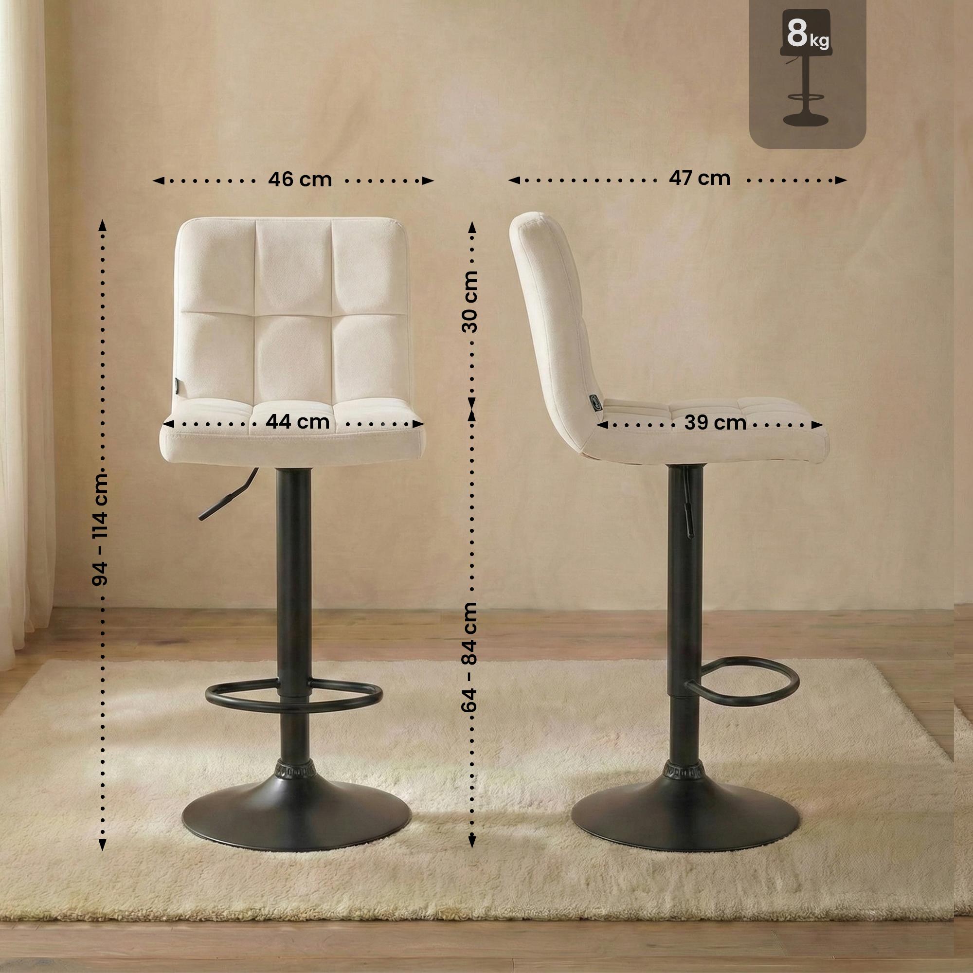 Lot de 2 tabourets de bar Peru velours