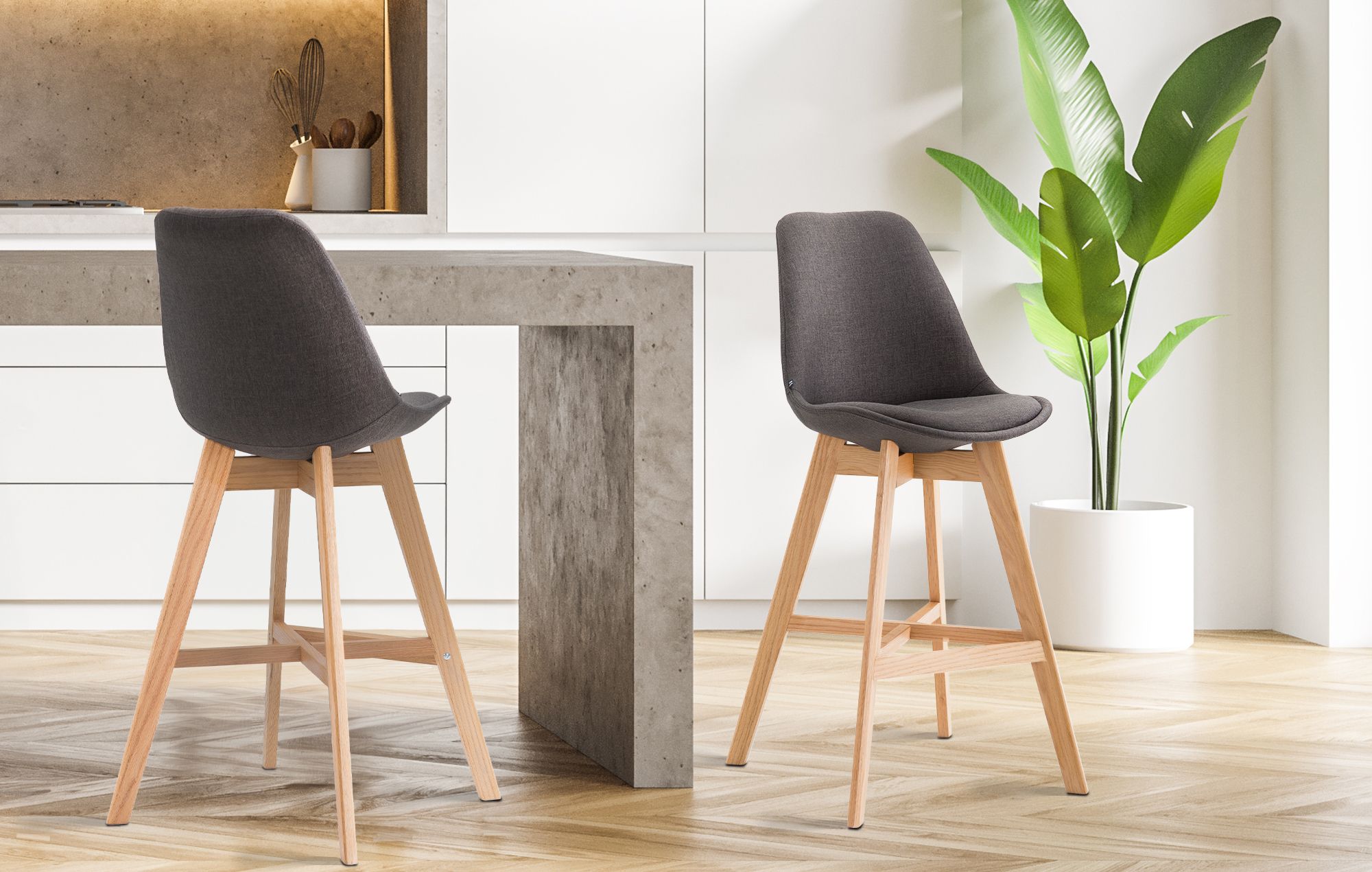 Lot de 2 tabourets de bar Cannes Tissu