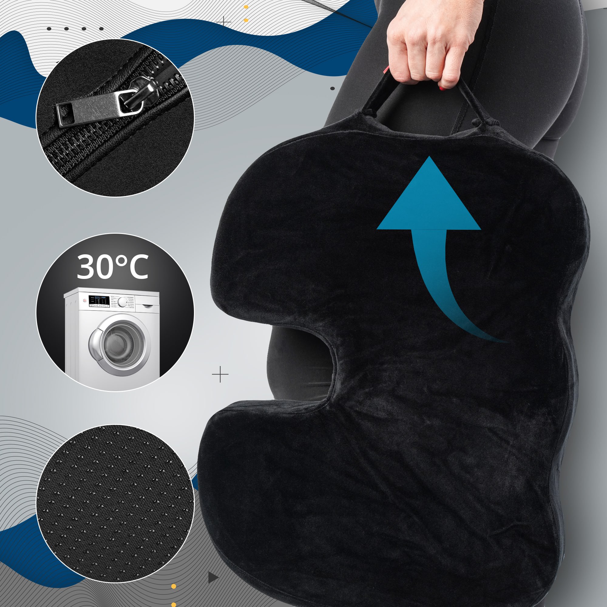 Coussin de siège érgonomique pour le soulagement de la pression