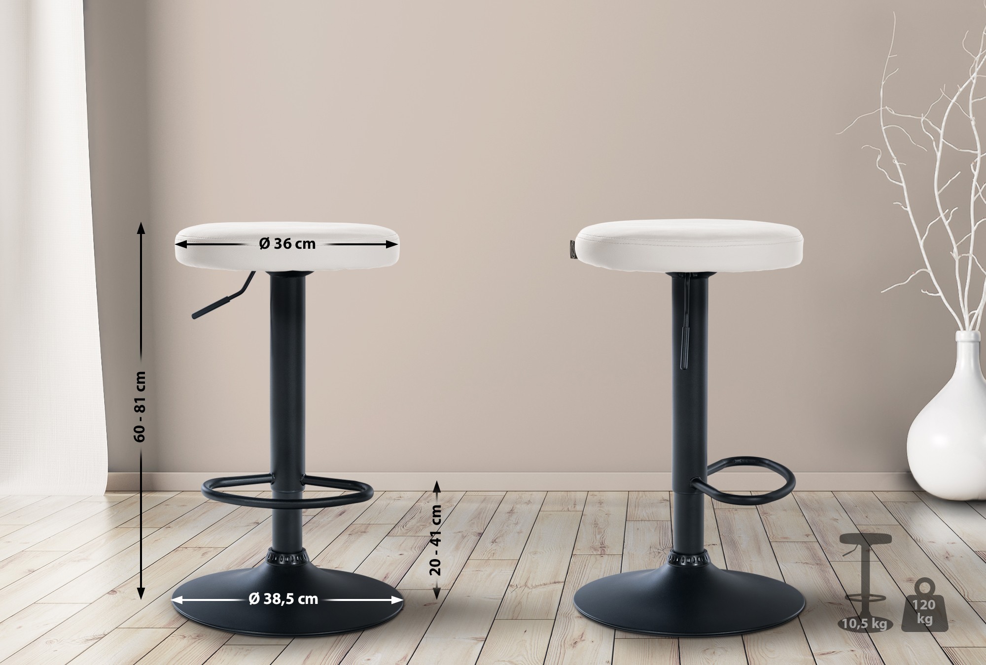 Lot de 2 tabourets de bar Ponte en similicuir