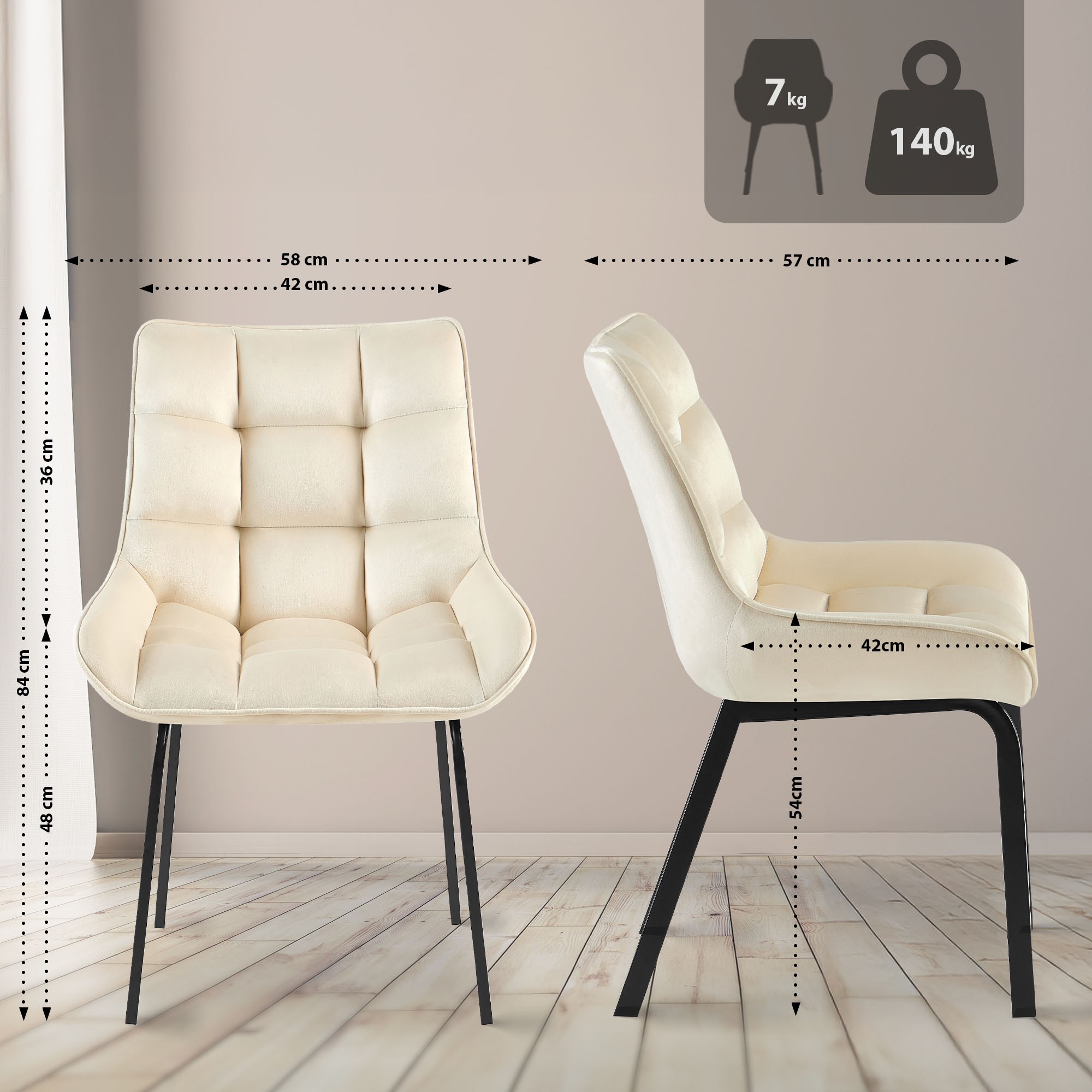 Lot de 2 chaises de salle à manger Saranda