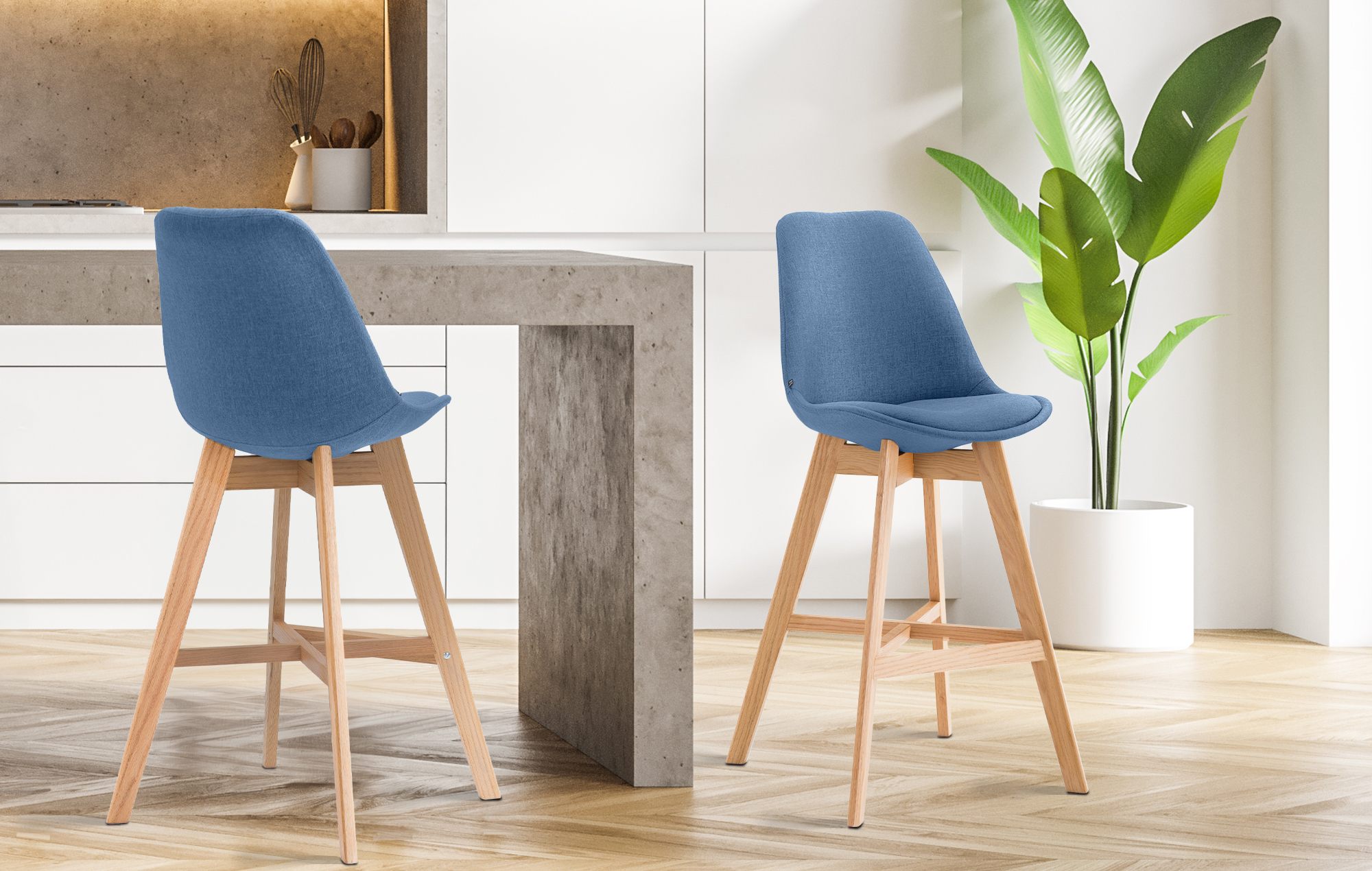 Lot de 2 tabourets de bar Cannes Tissu