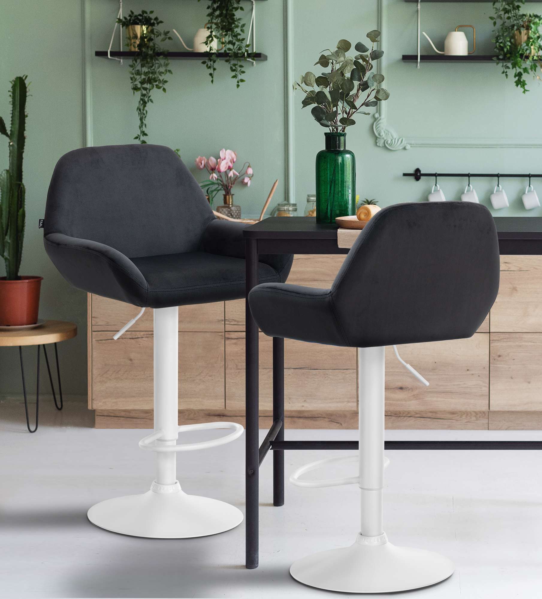 Ensemble de 2 tabourets de bar Braga en velours