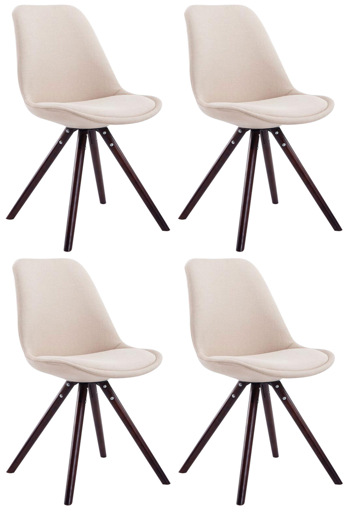 Lot de 4 Chaises de salle à manger Toulouse Tissu Pieds ronds bois