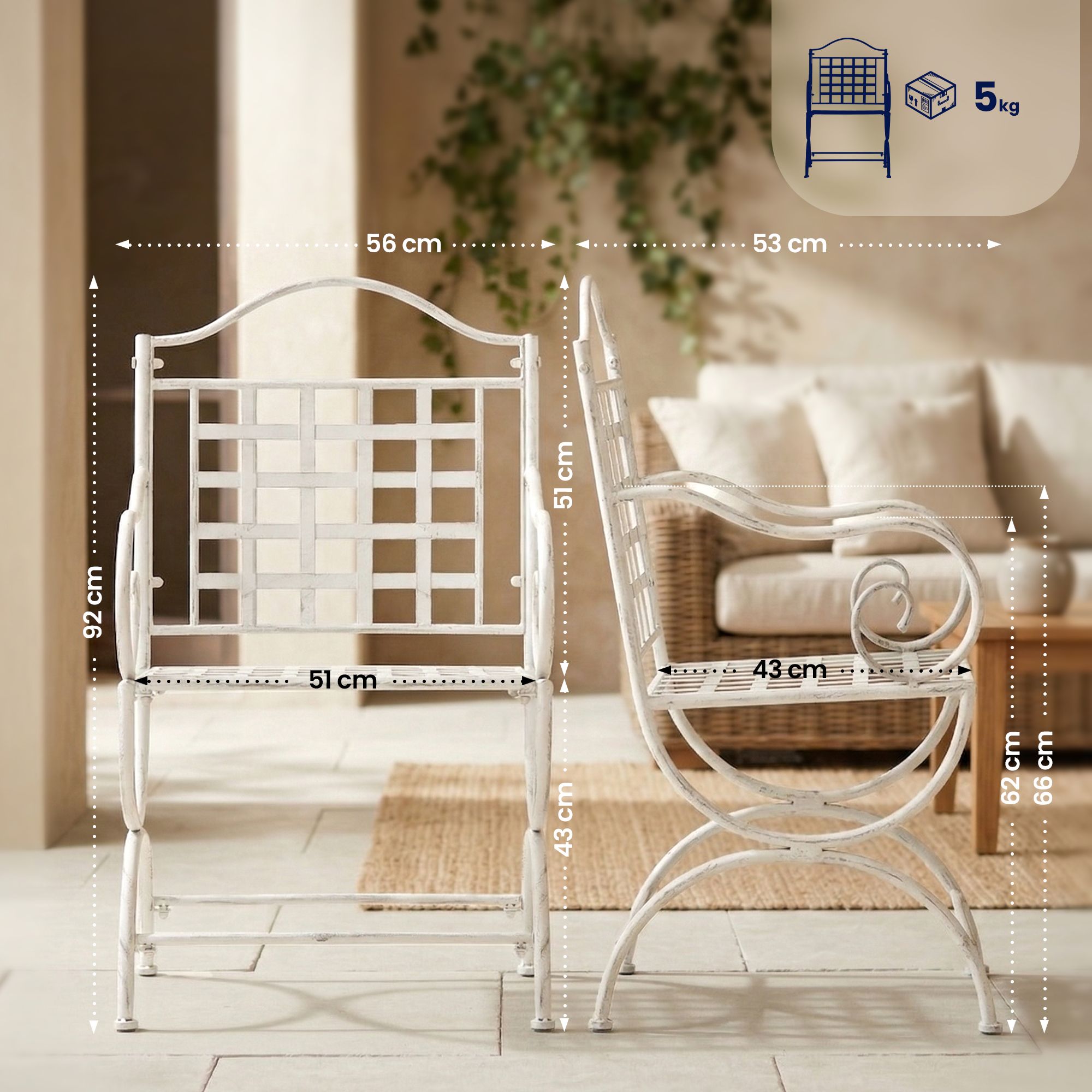 Ensemble de jardin Viro avec 2 chaises