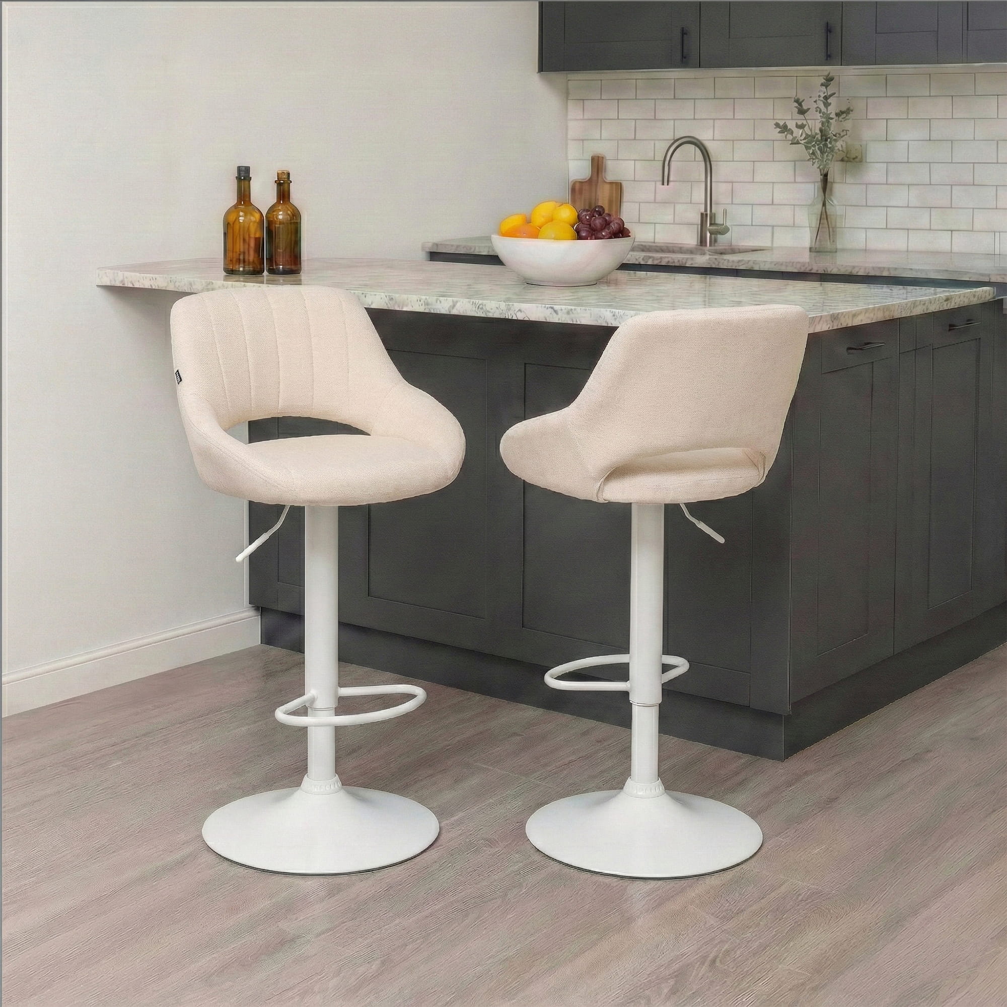 Lot de 2 tabourets de bar Milet en tissu
