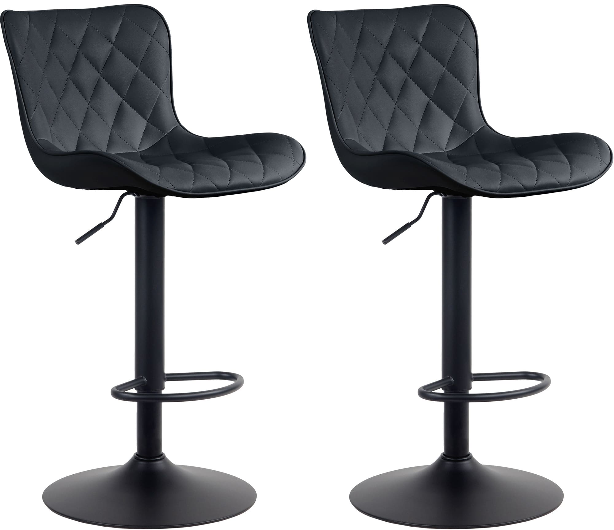 Lot de 2 Tabourets de bar Emma Pied Métal Hauteur Réglable Pivotant