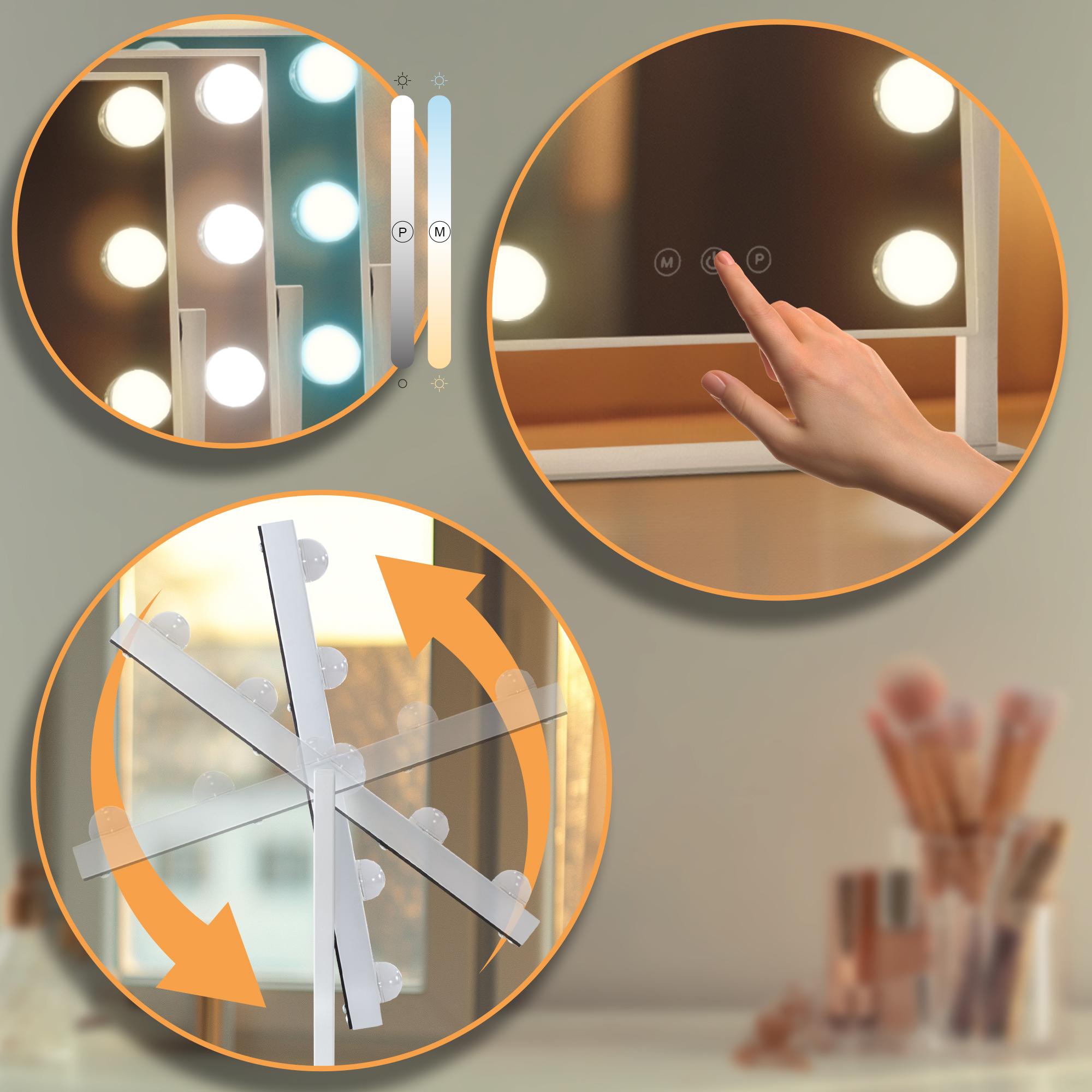 Miroir Led de Maquillage Majuro avec lumière réglable et écran tactile