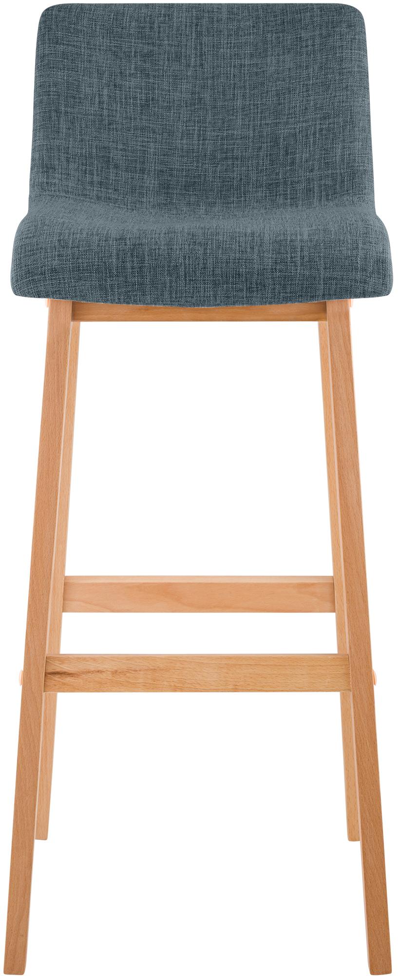 Lot de 2 tabourets de bar Hover en tissu, piètement à quatre pieds en bois naturel