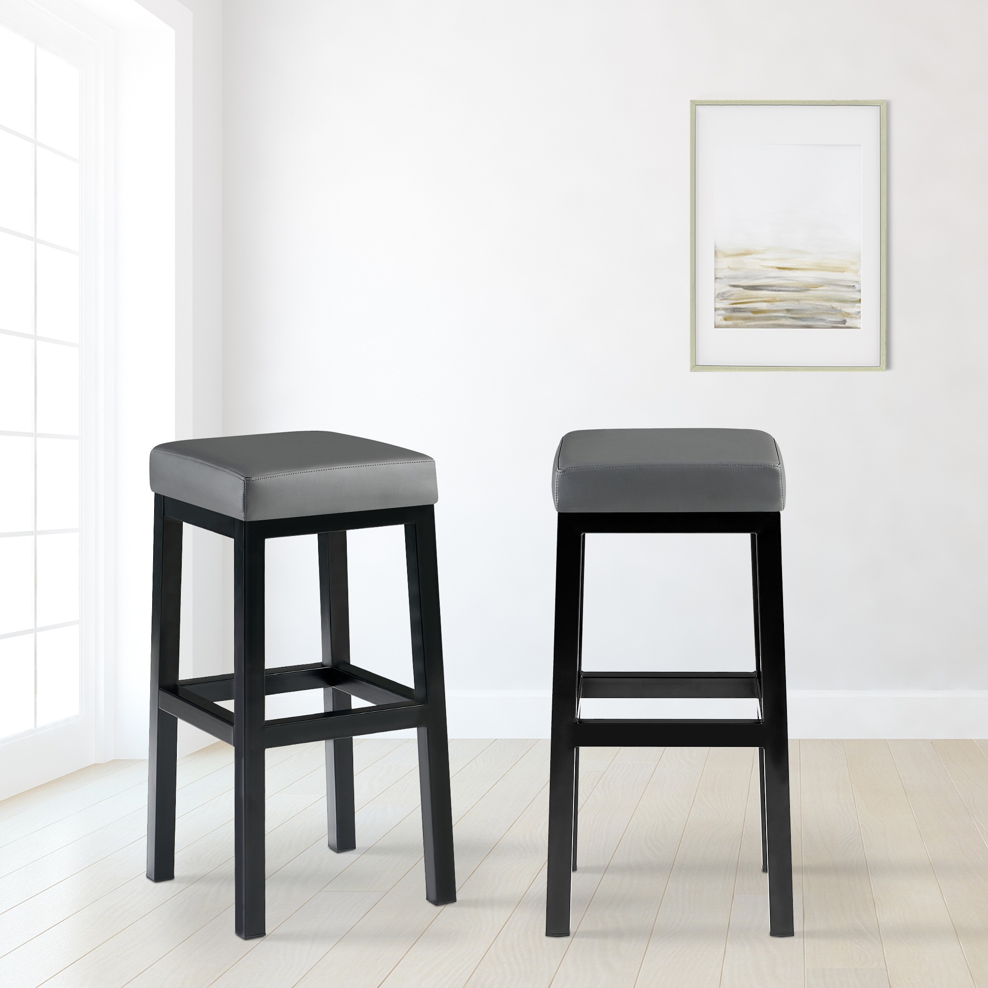Tabouret de bar Taylor revêtement similicuir hauteur d'assise 78 cm piètement métal noir