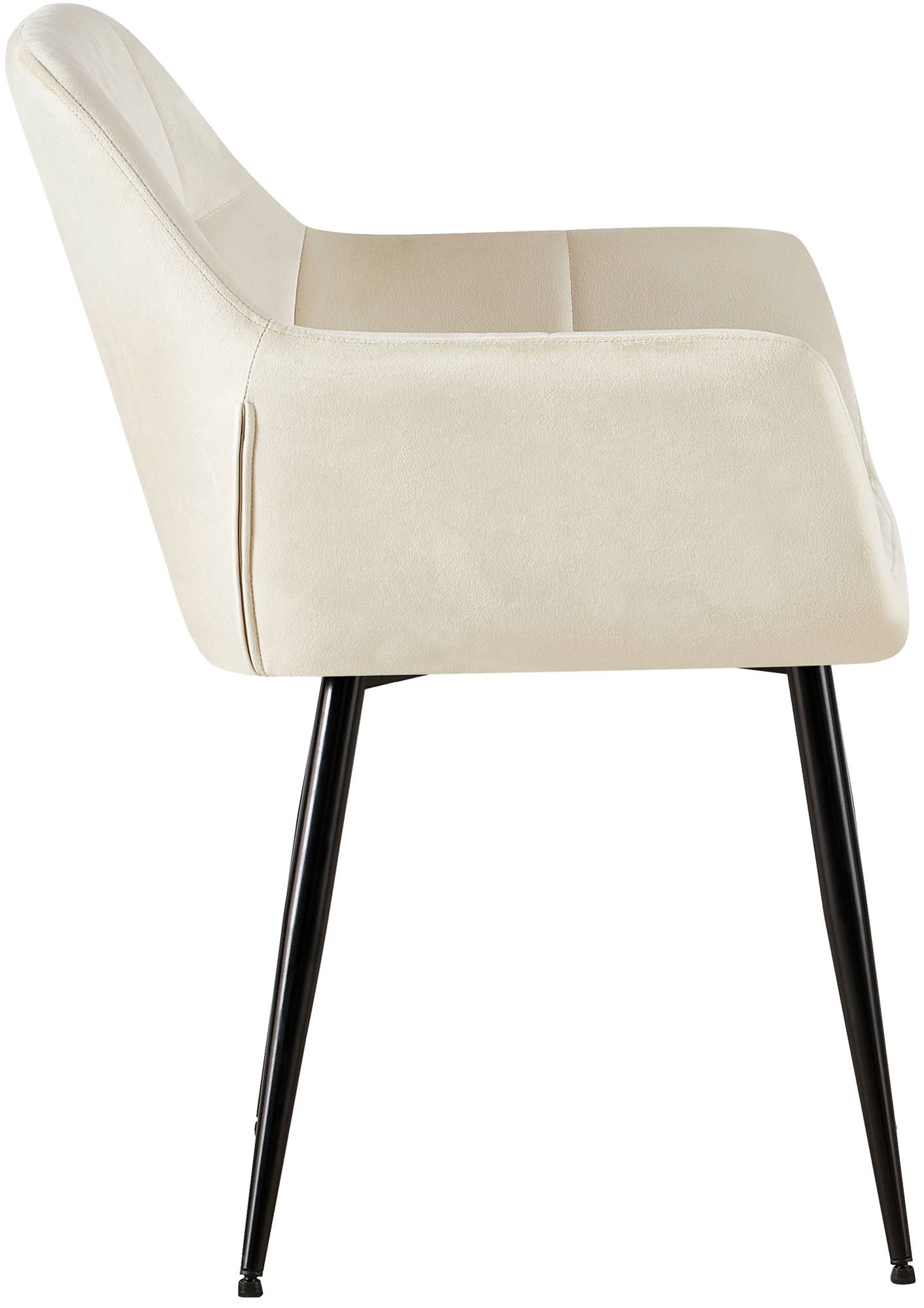 Chaise de salle à manger Emia en Velours avec Piètement en Métal noir