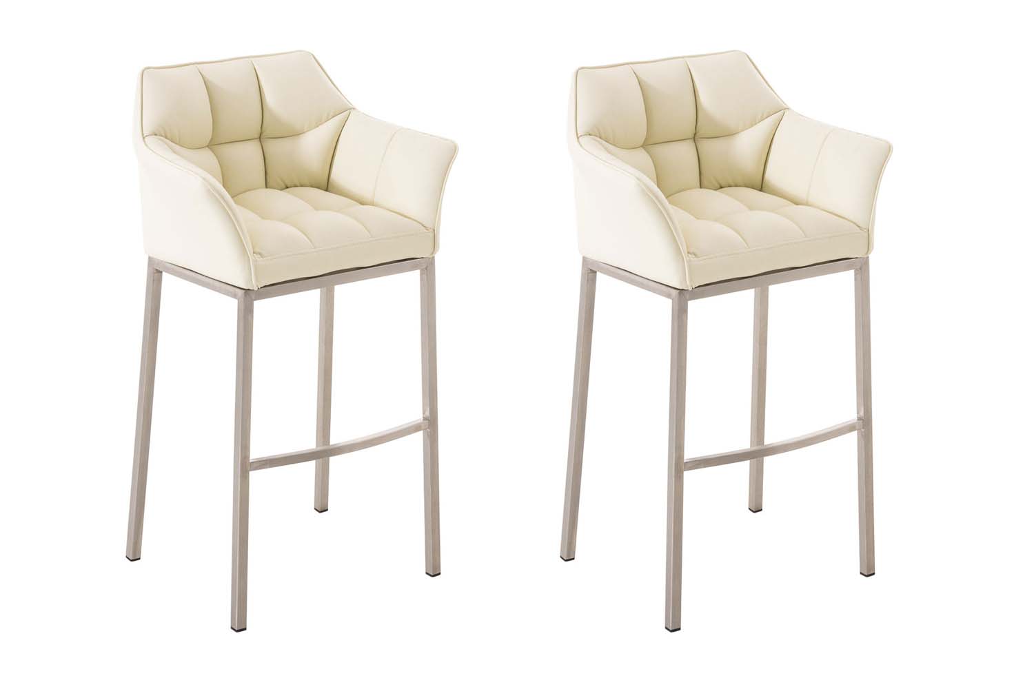 Ensemble de 2 tabourets de bar Damaso en similicuir avec piétement en métal