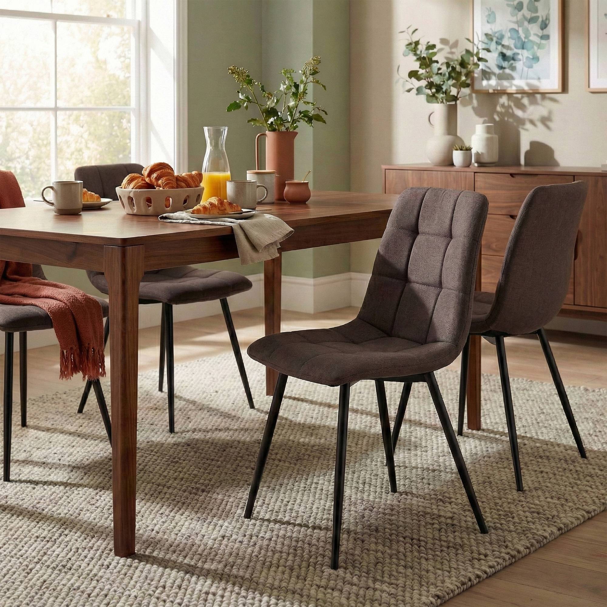 Lot de 4 chaises de salle a manger Antibes en tissu