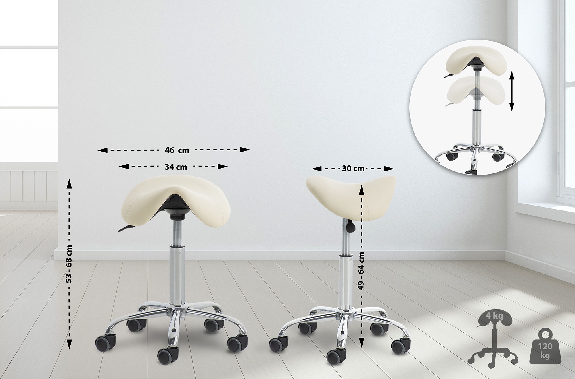 Lot de 2 tabourets de travail Reno en similicuir