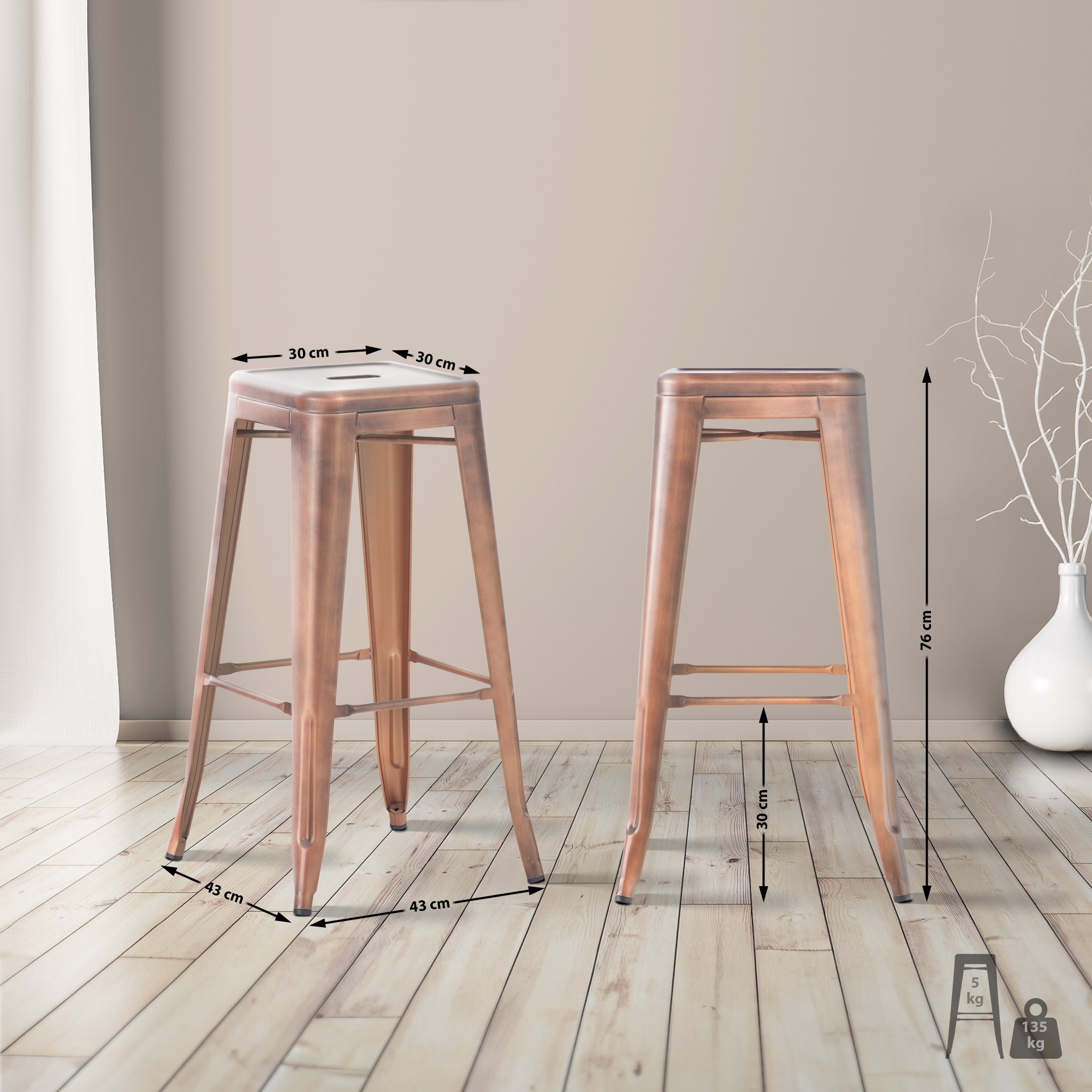 Lot de 4 tabourets de bar Joshua