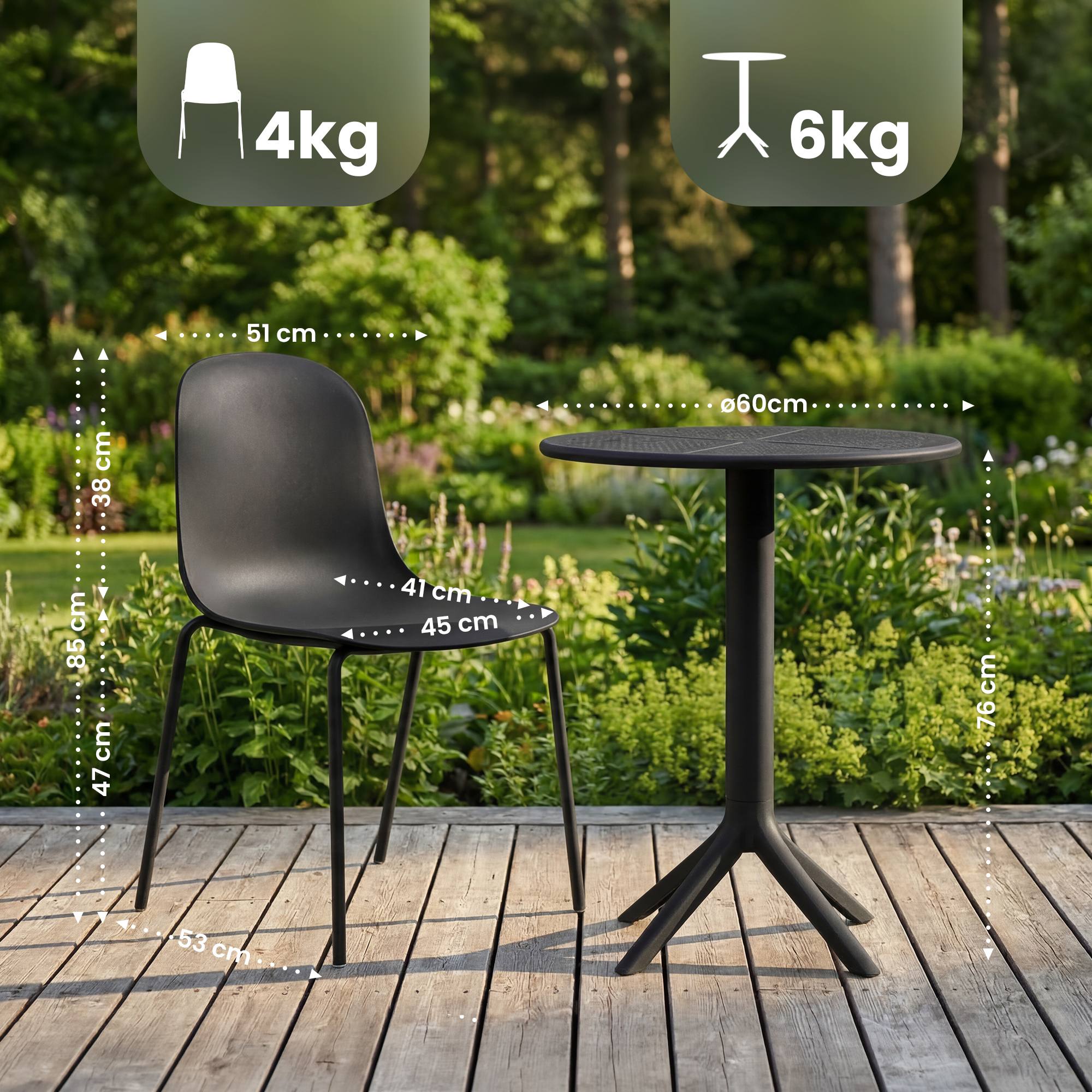 Salon de jardin Torin avec 2 chaises