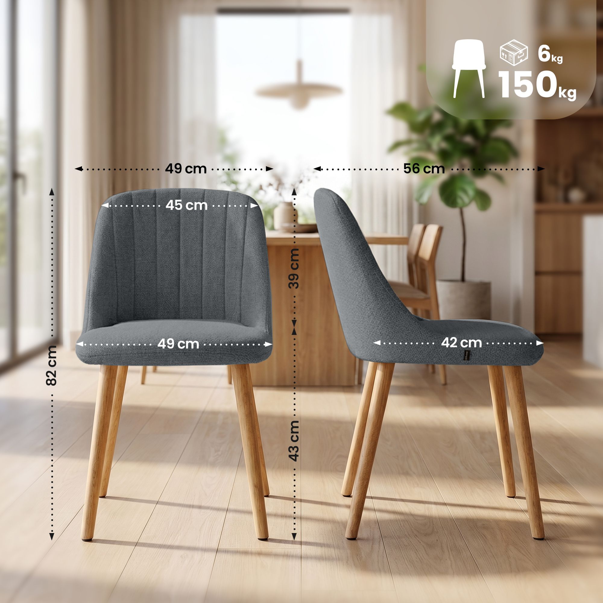 Chaise de salle a manger Arie en tissu
