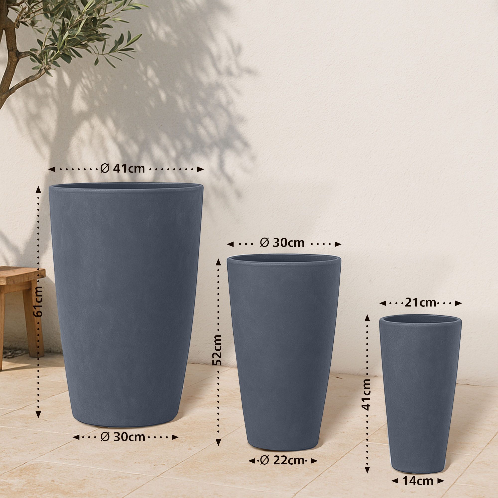 Set de 3 bacs à plantes ronds 3
