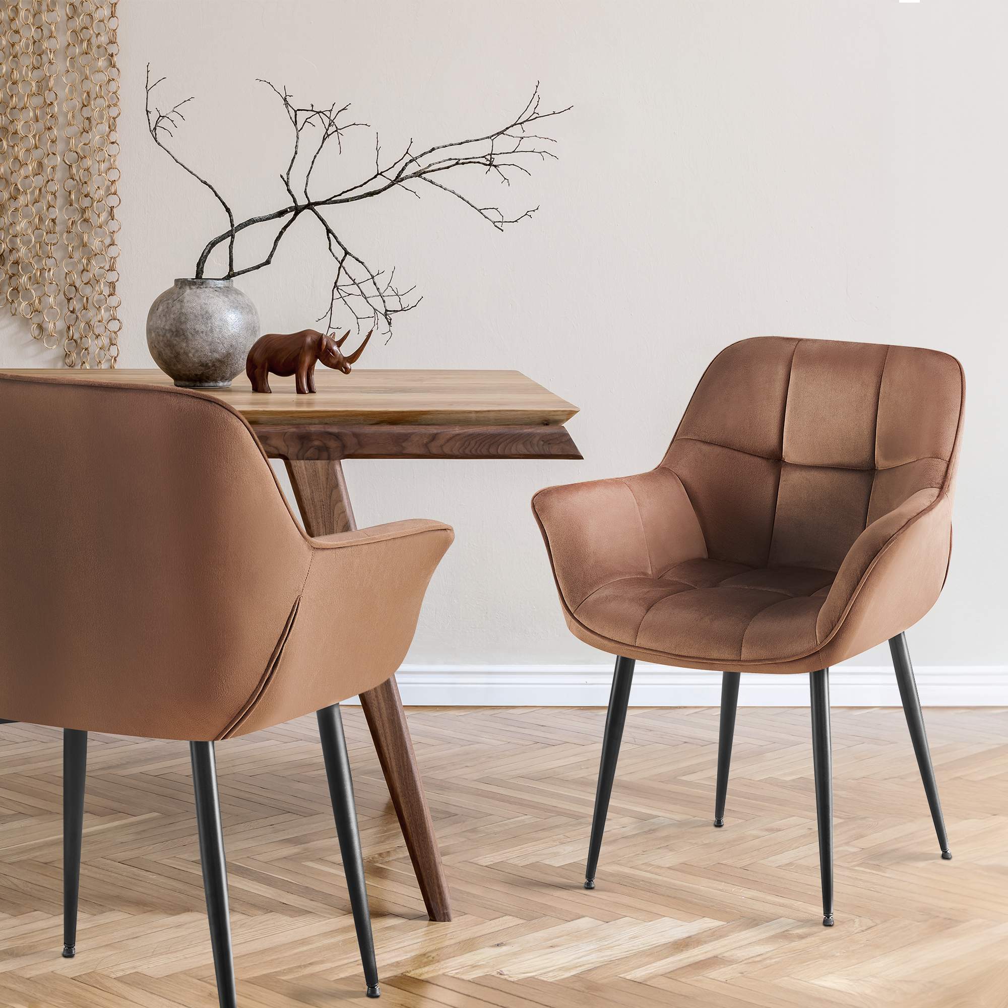 Lot de 2 chaises de salle à manger Roseville velours