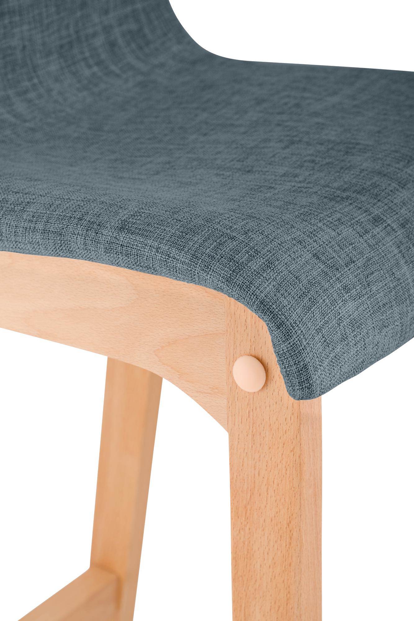 Lot de 2 tabourets de bar Hover en tissu, piètement à quatre pieds en bois naturel