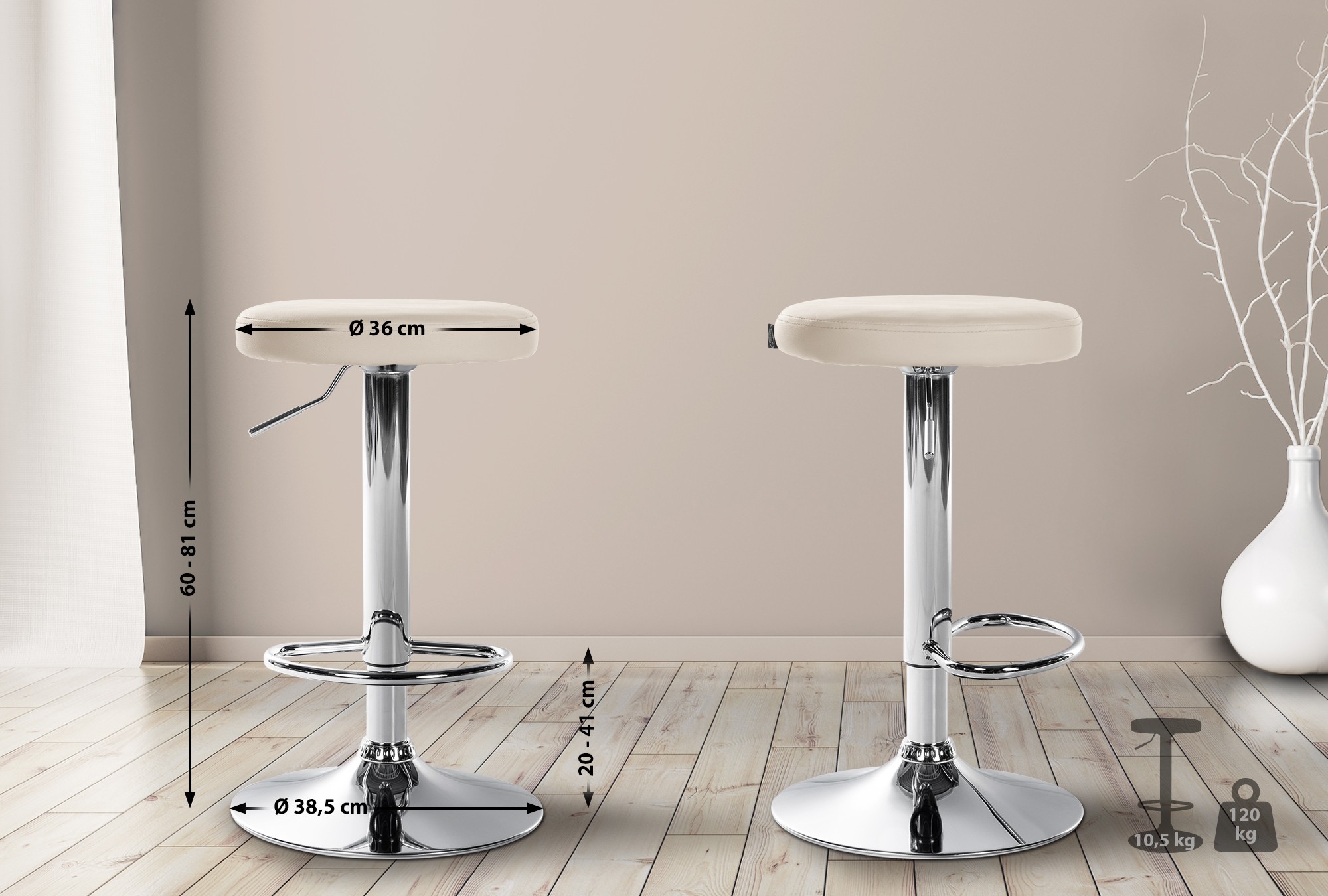 Lot de 2 tabourets de bar Ponte en similicuir