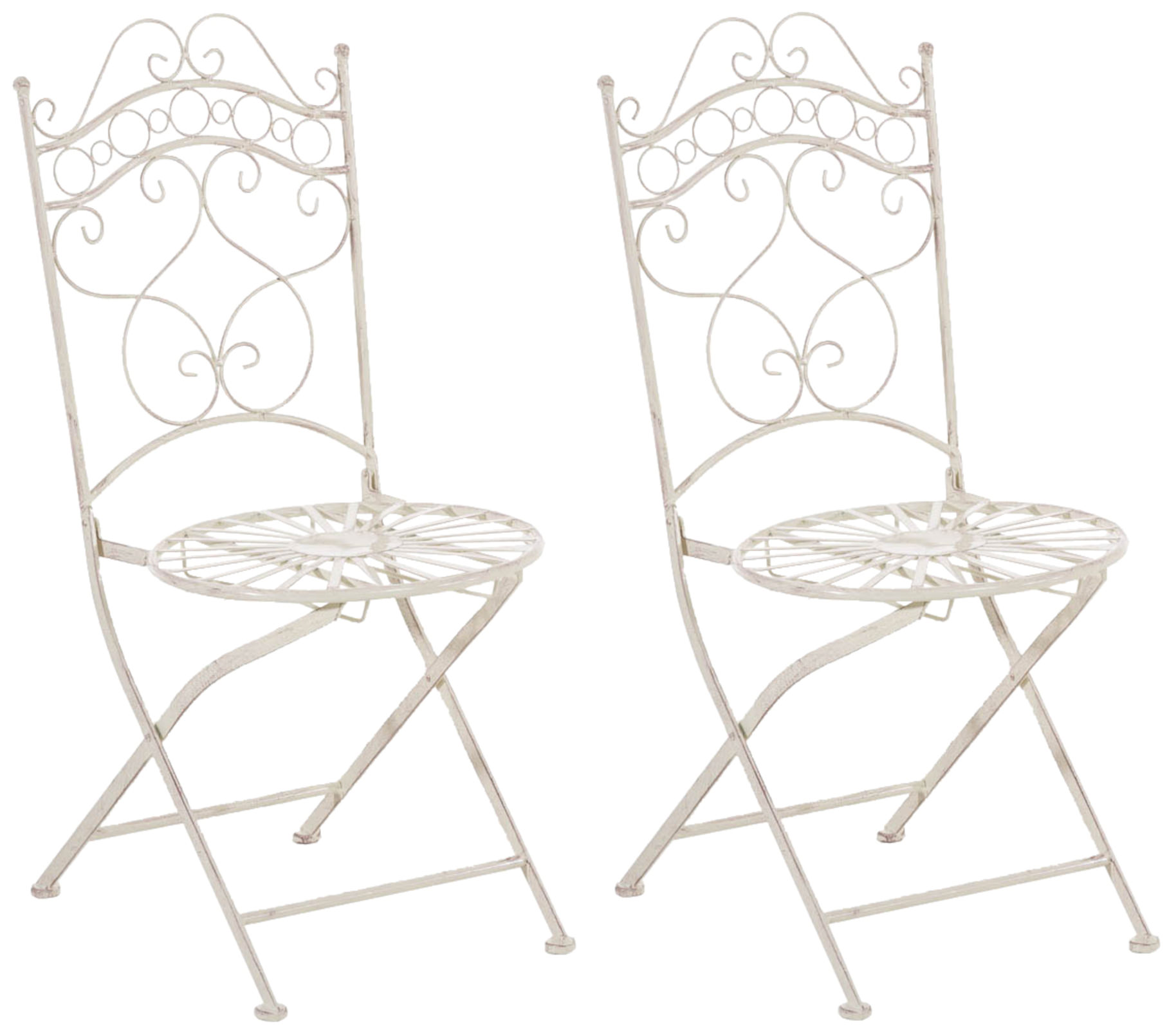 Lot de 2 Chaises de jardin pliables Indra en fer forgé