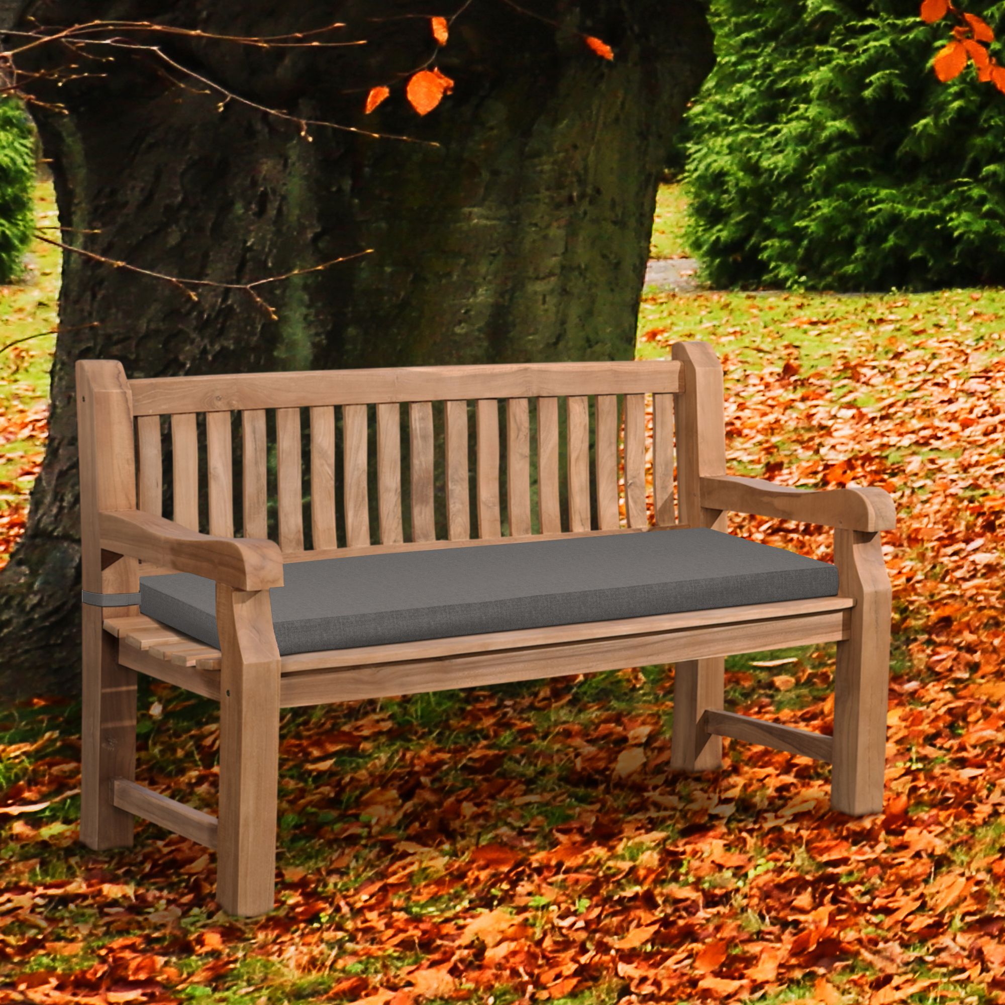Banc de jardin en teck Daxon avec coussin d'assise