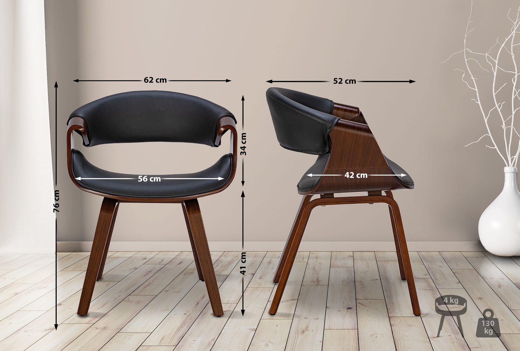 Lot de 2 chaises de salle à manger Foley