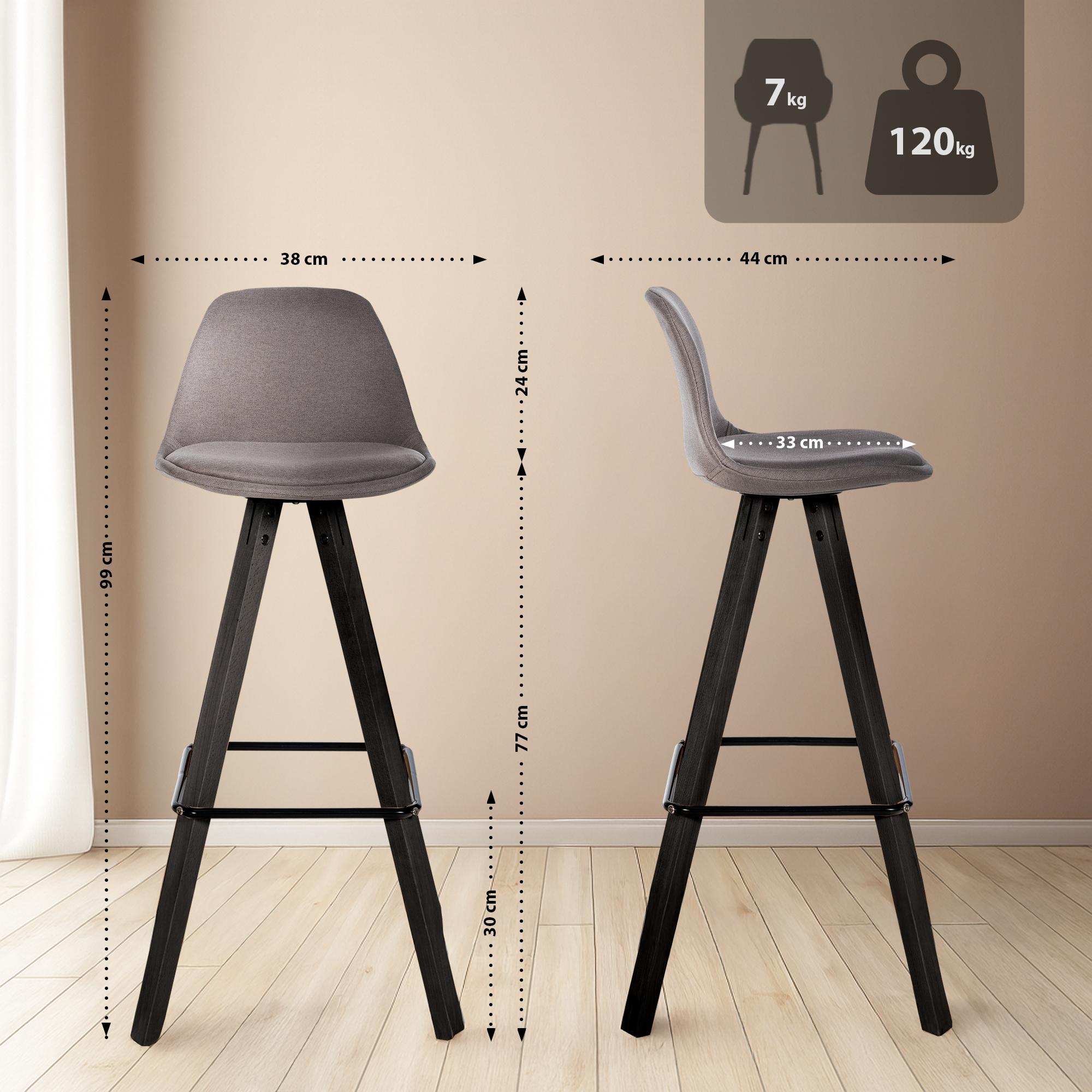 Lot de 2 tabourets de bar Corbin en tissu carré