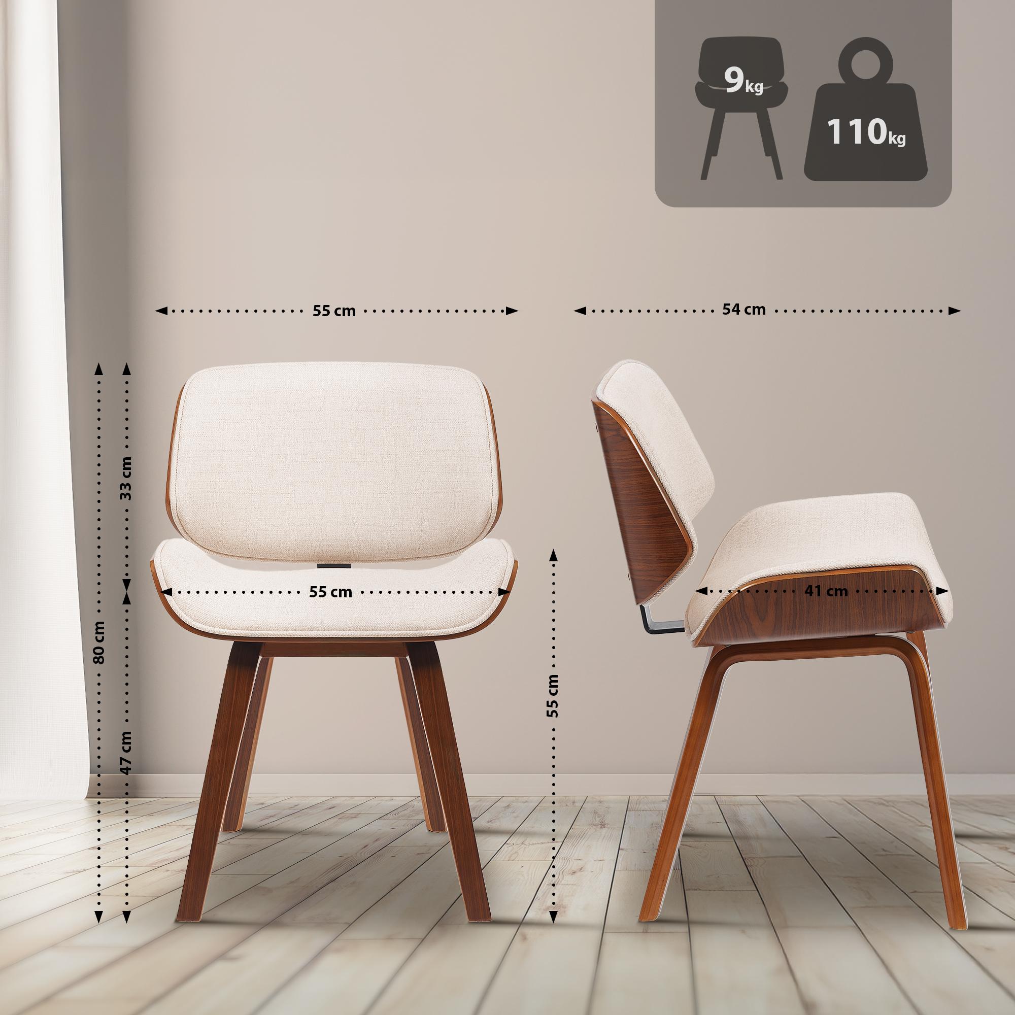 Chaises de salle a manger Beverley lot de 2 en tissu