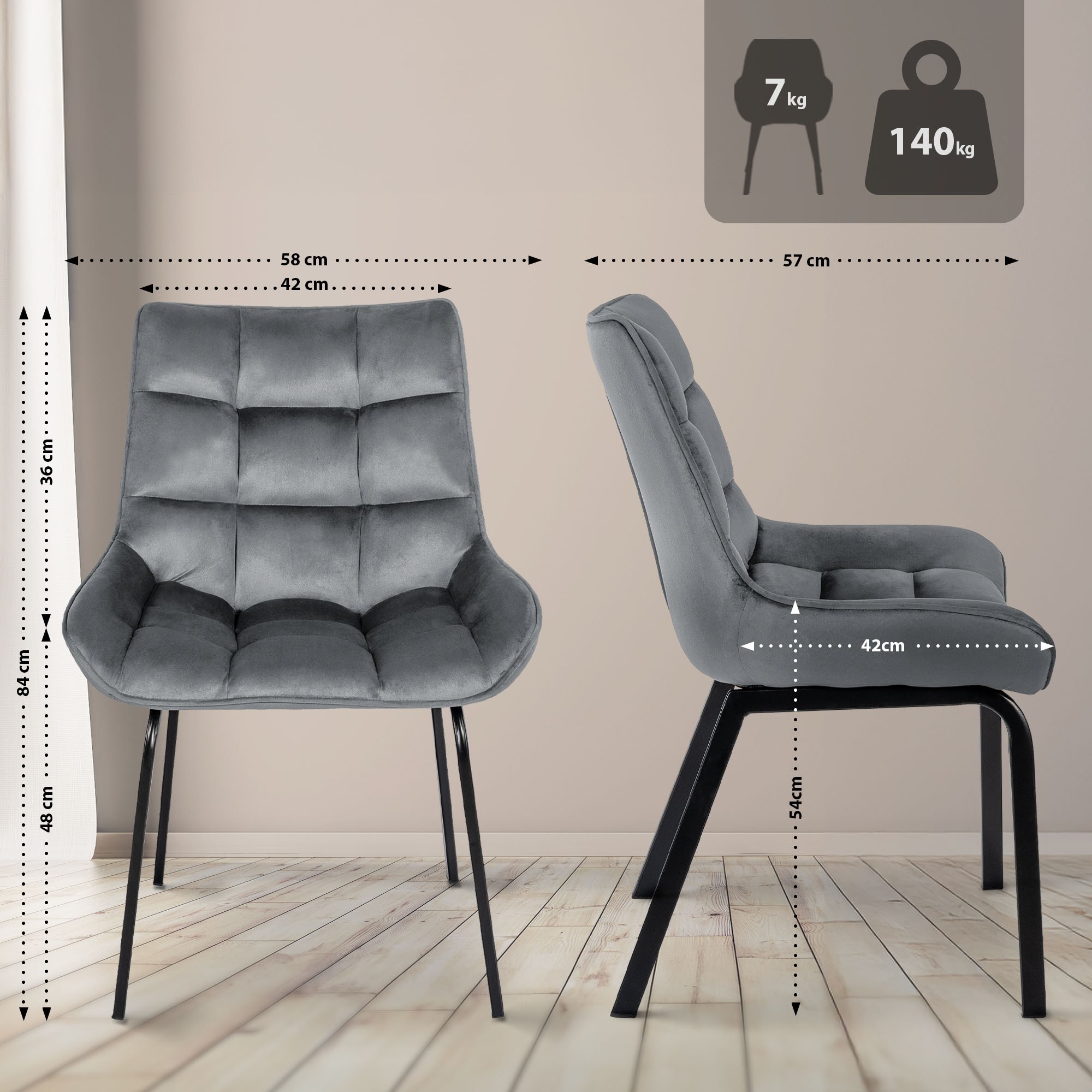 Lot de 2 chaises de salle à manger Saranda